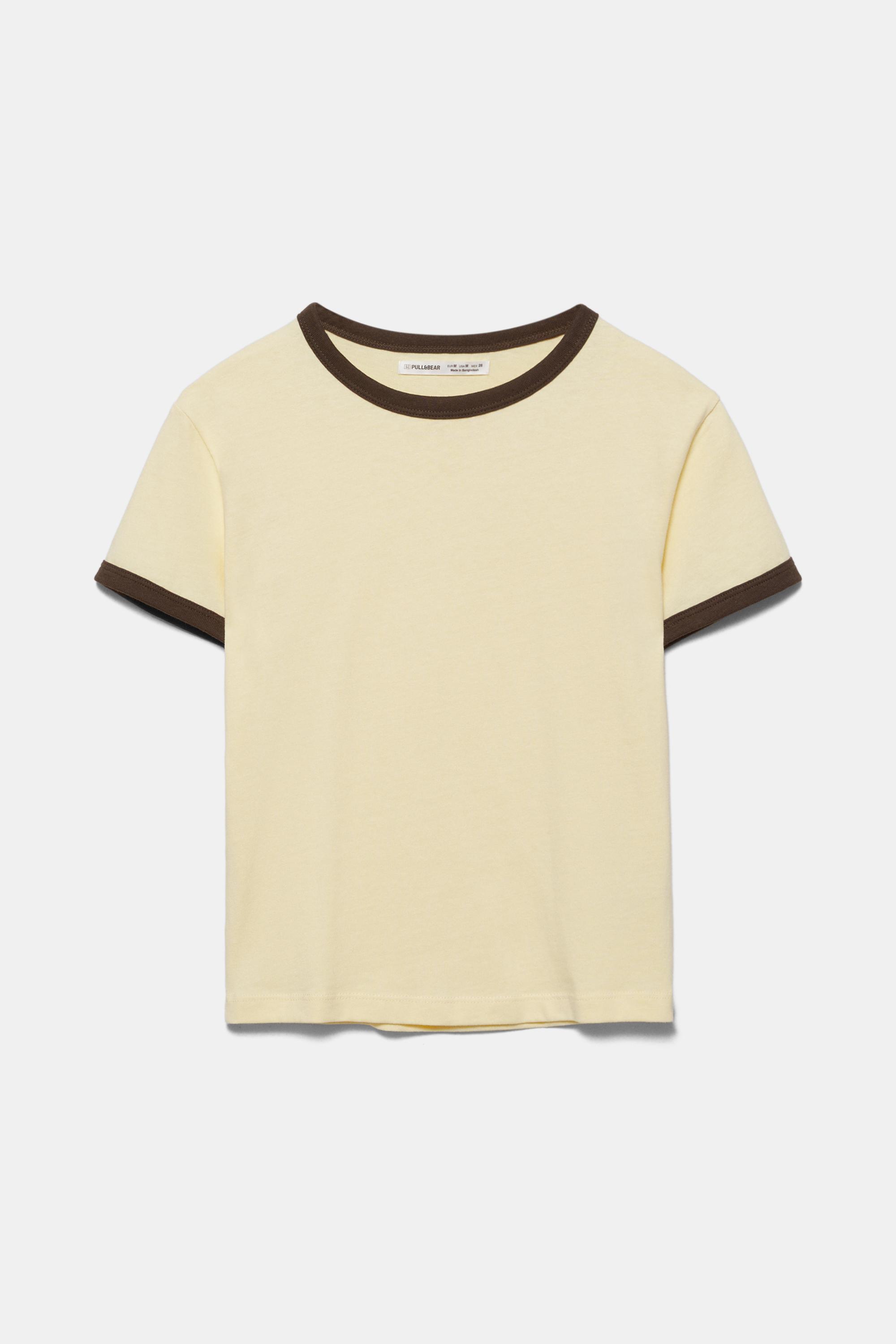 Short sleeve ribbed T-shirt — Yellow