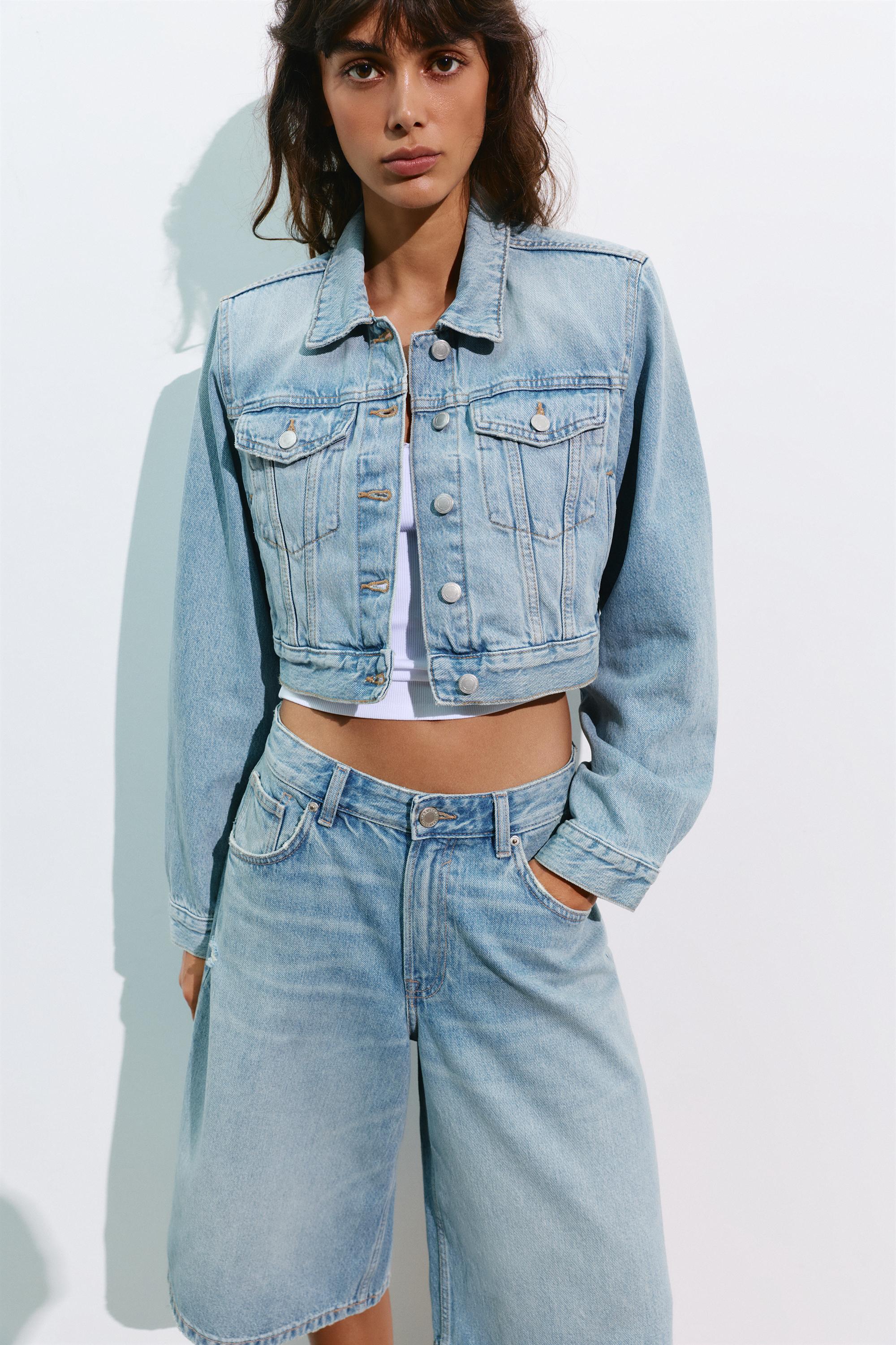 Cropped denim jacket — Pale blue