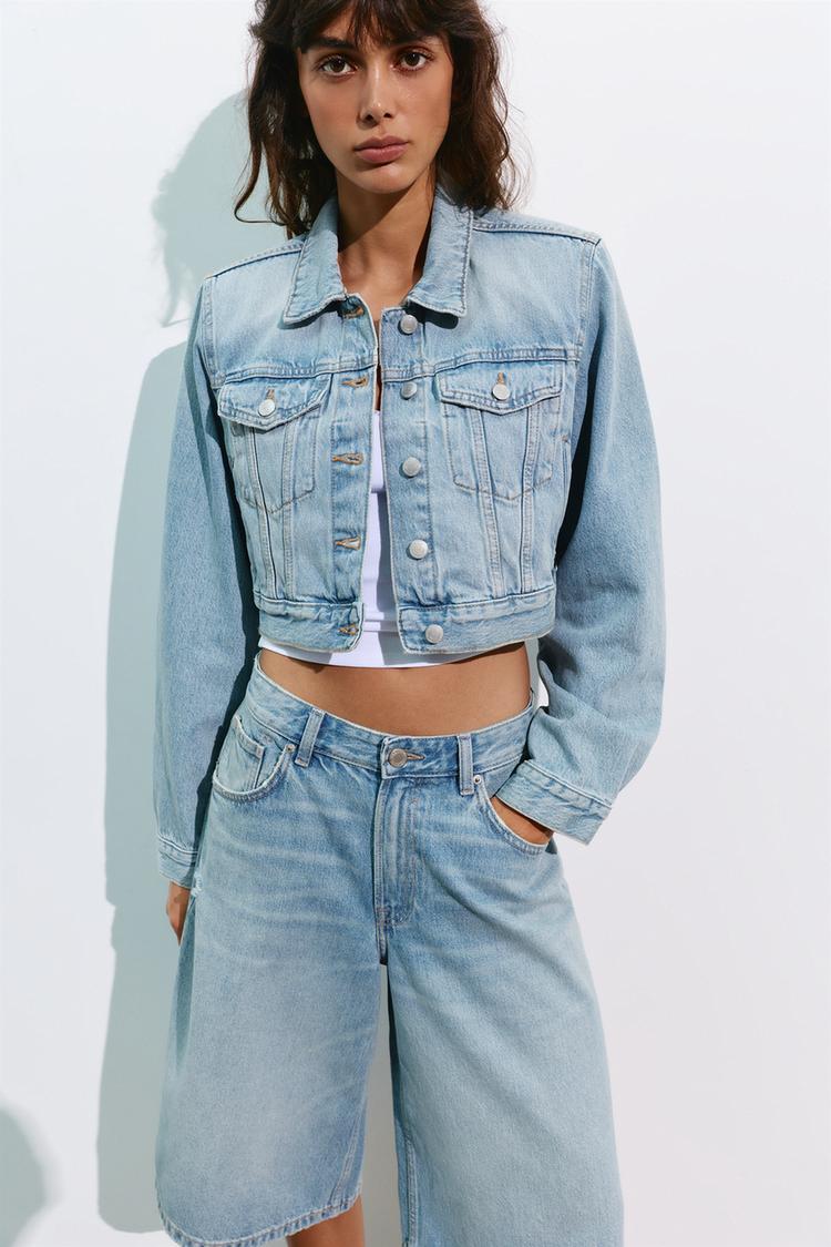 Cropped denim jacket — Pale blue