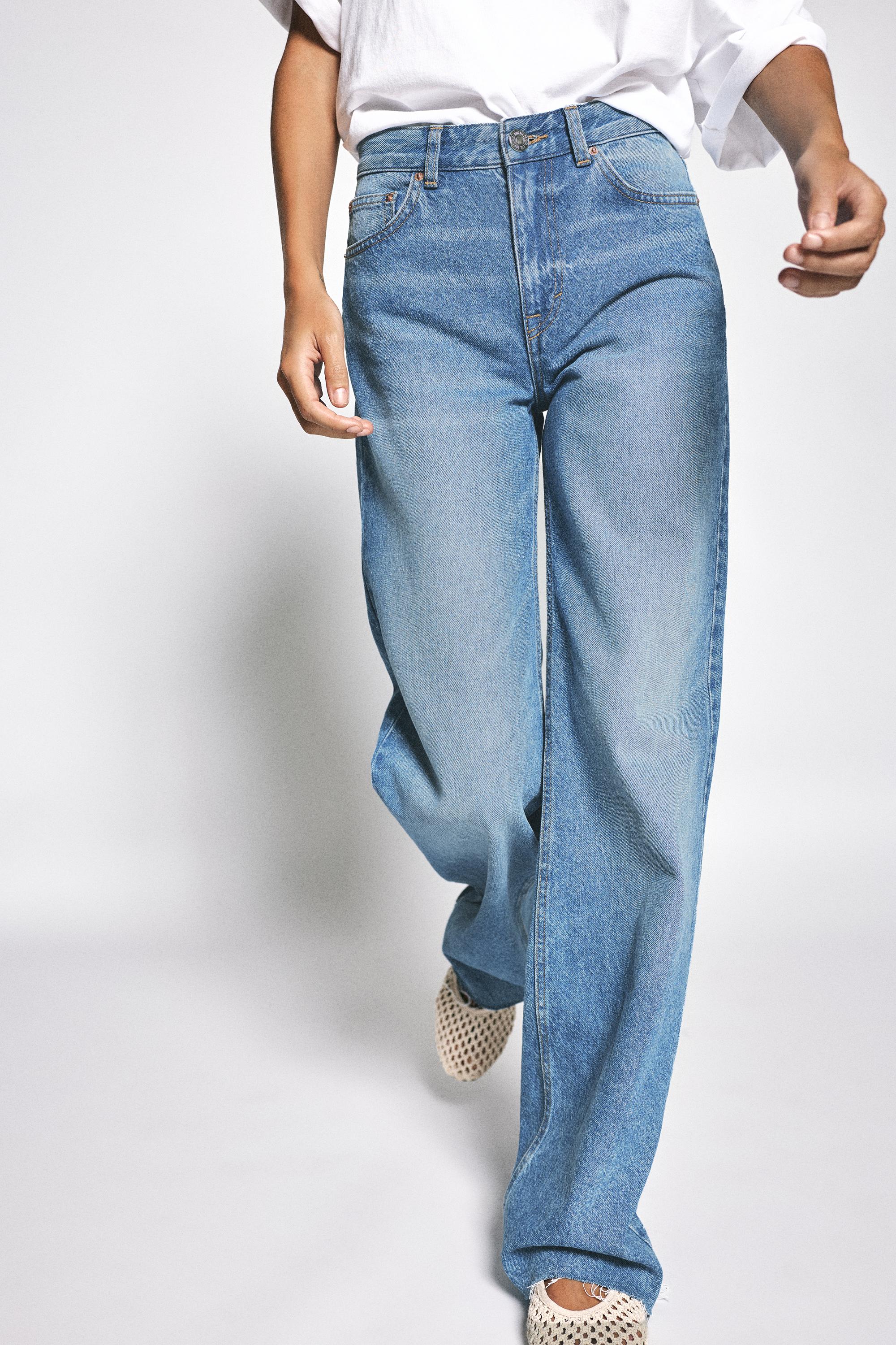 High-waist wide straight-leg jeans — Indigo