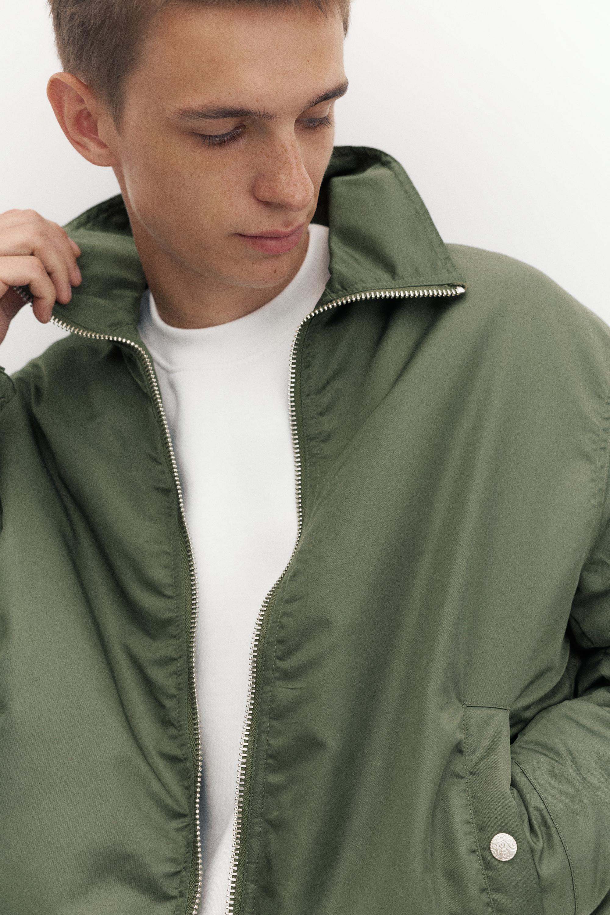 Shirt collar bomber jacket — Medium green
