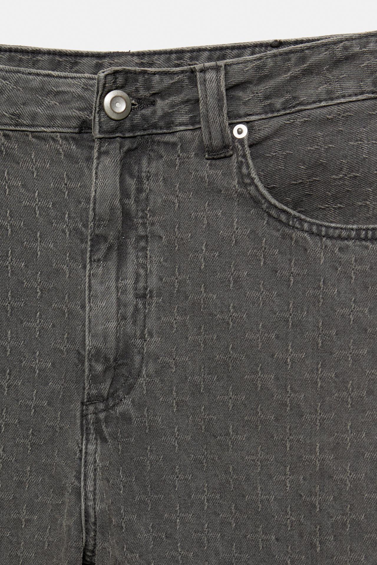 Baggy balloon jacquard jeans — Faded black