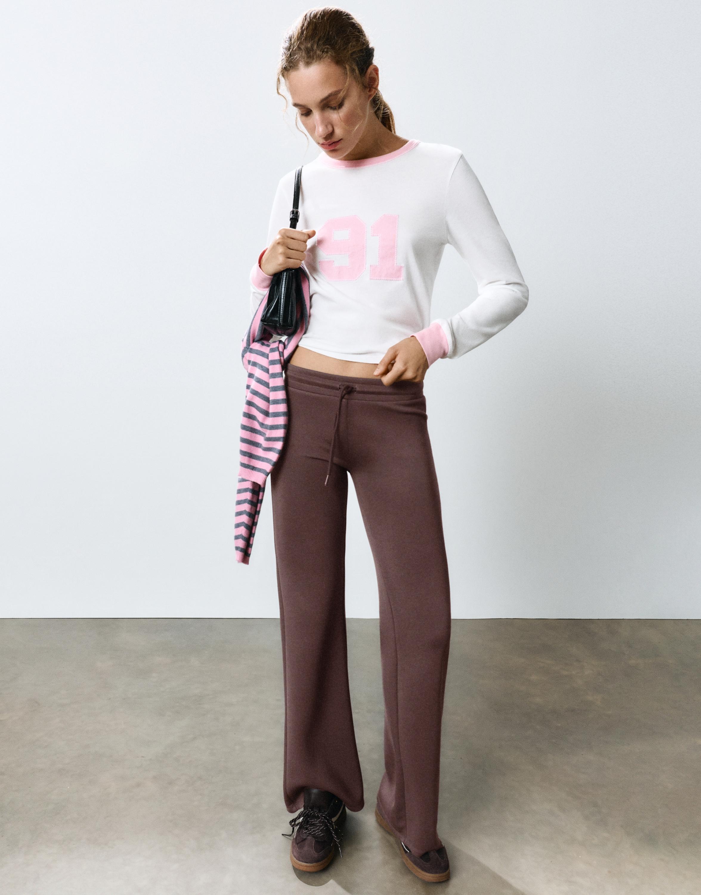 Modal flared trousers — Brown