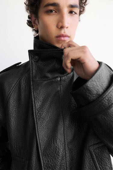 Textured leather effect jacket — Black 4