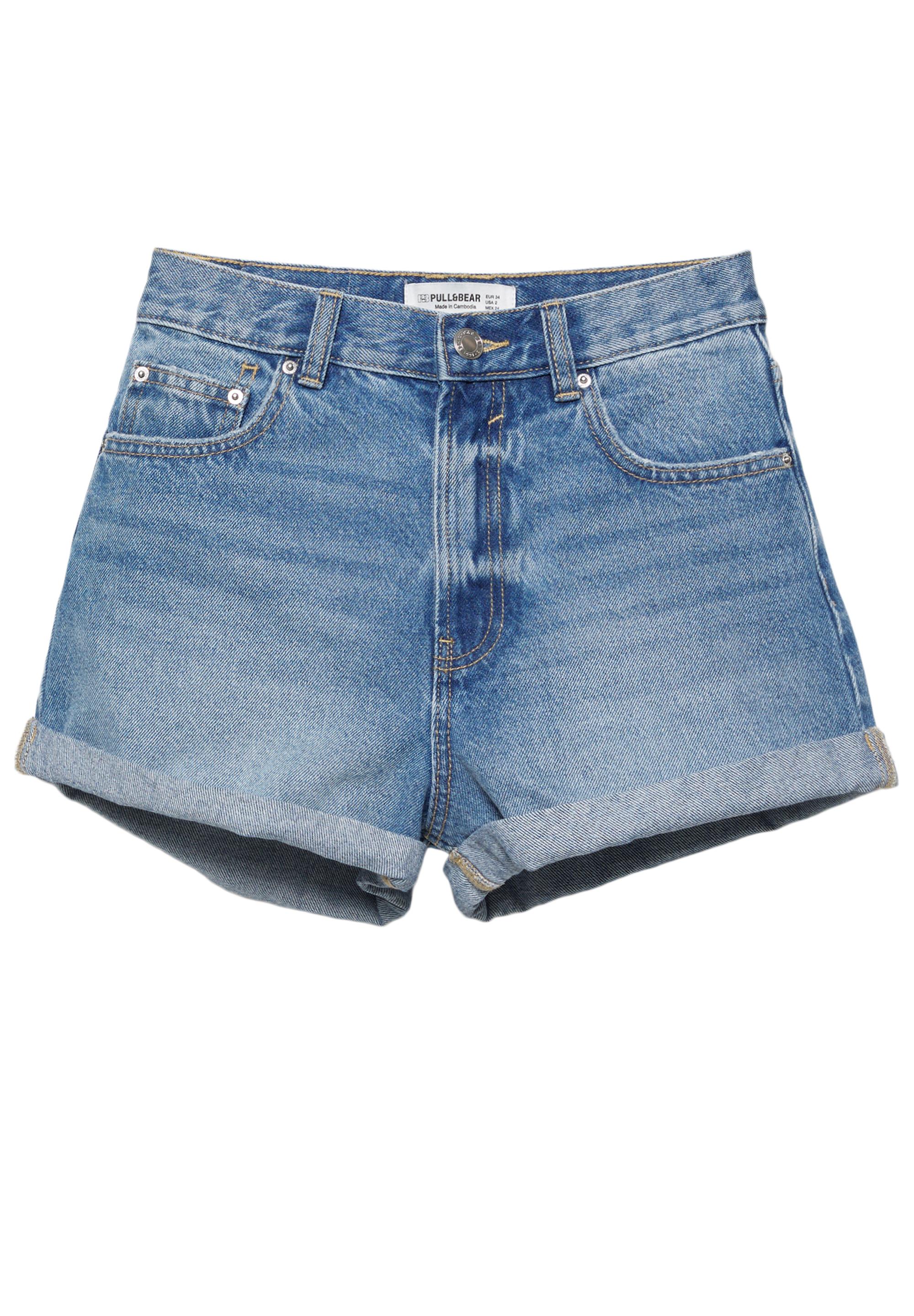 Mom fit paçası kıvrık denim şort - Görsel 61