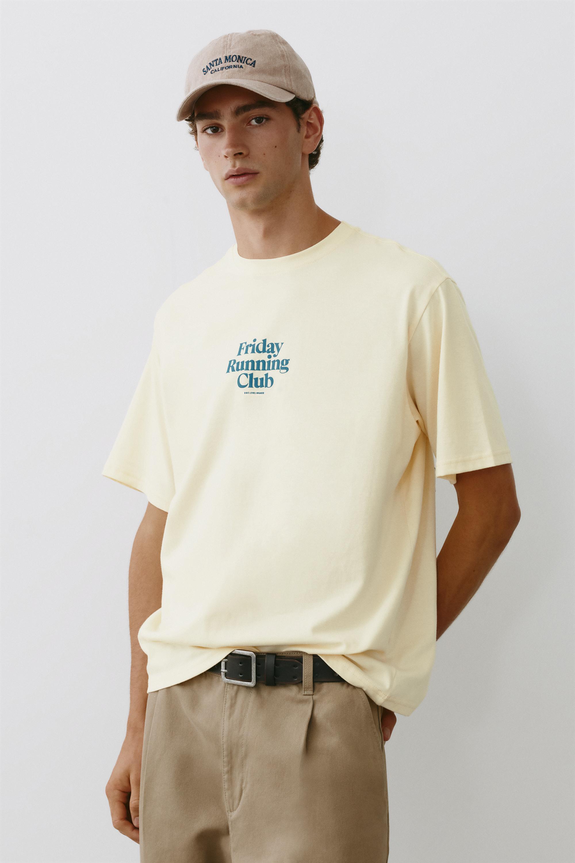 Friday Running Club graphic T-shirt — Yellow