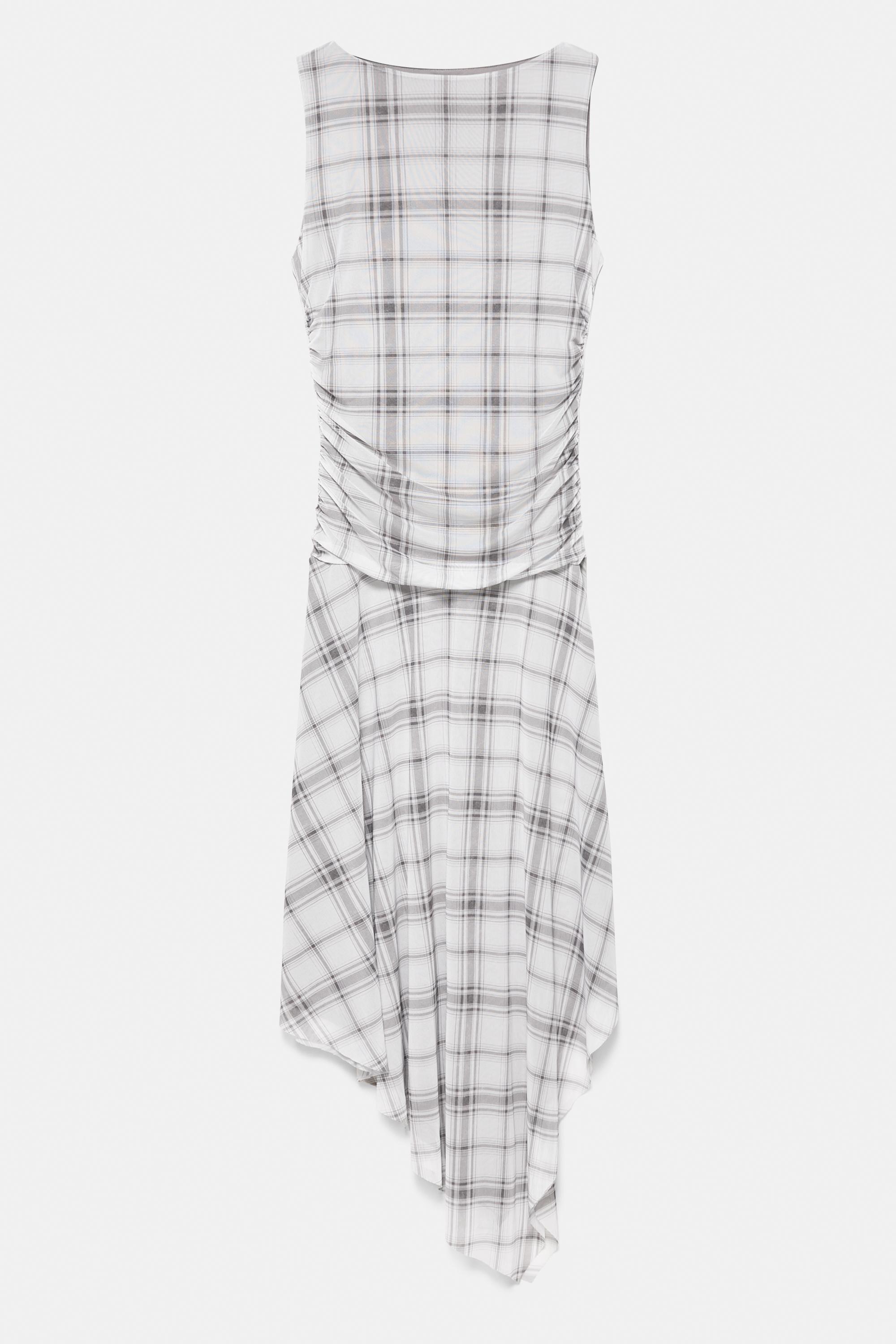 Asymmetric check midi dress — Dark grey