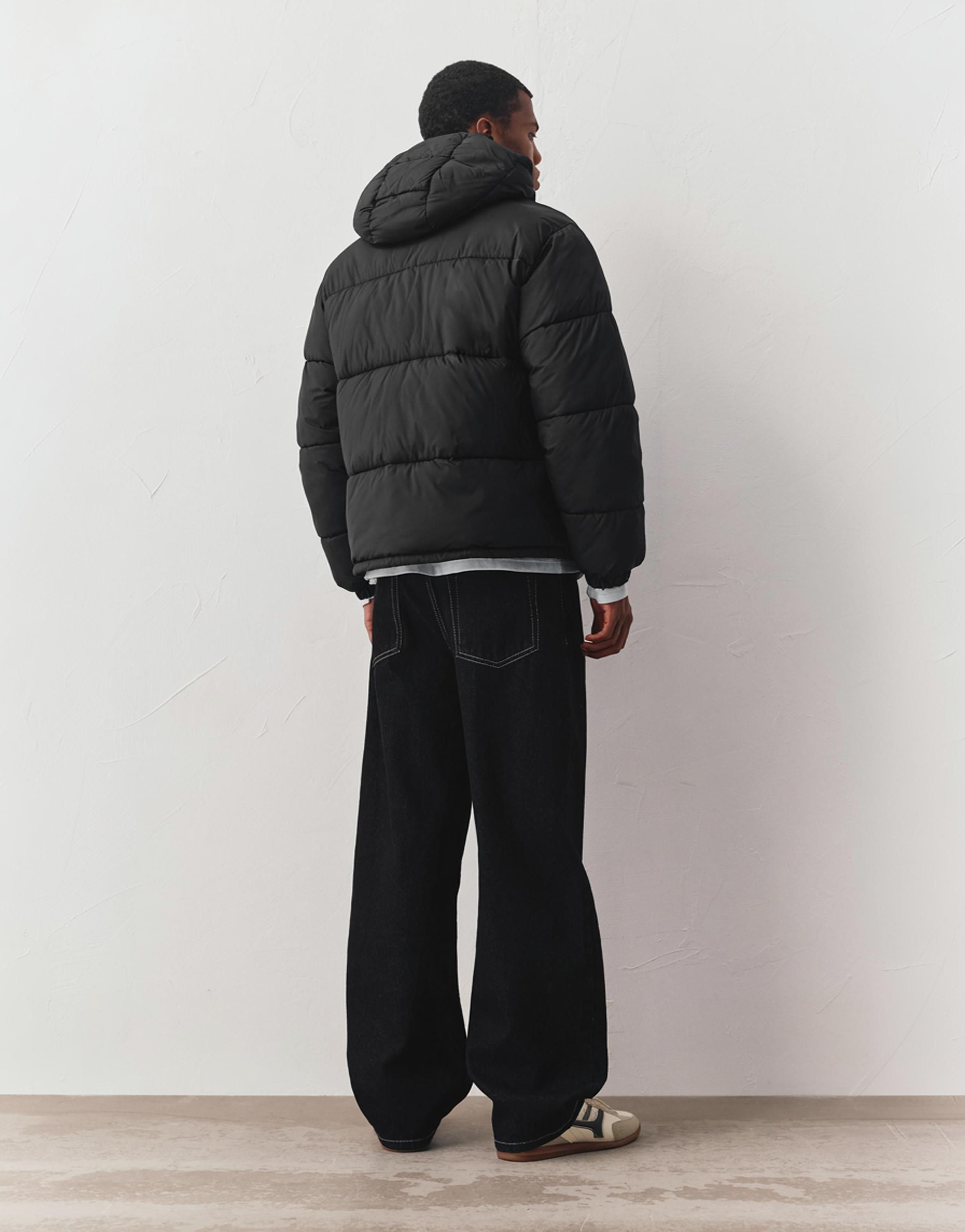 Padded jacket with hood — Black