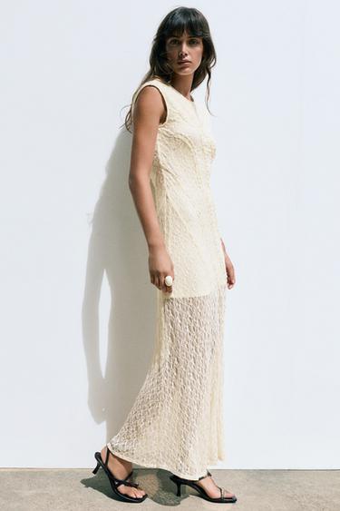 Fitted lace midi dress — Ecru 3