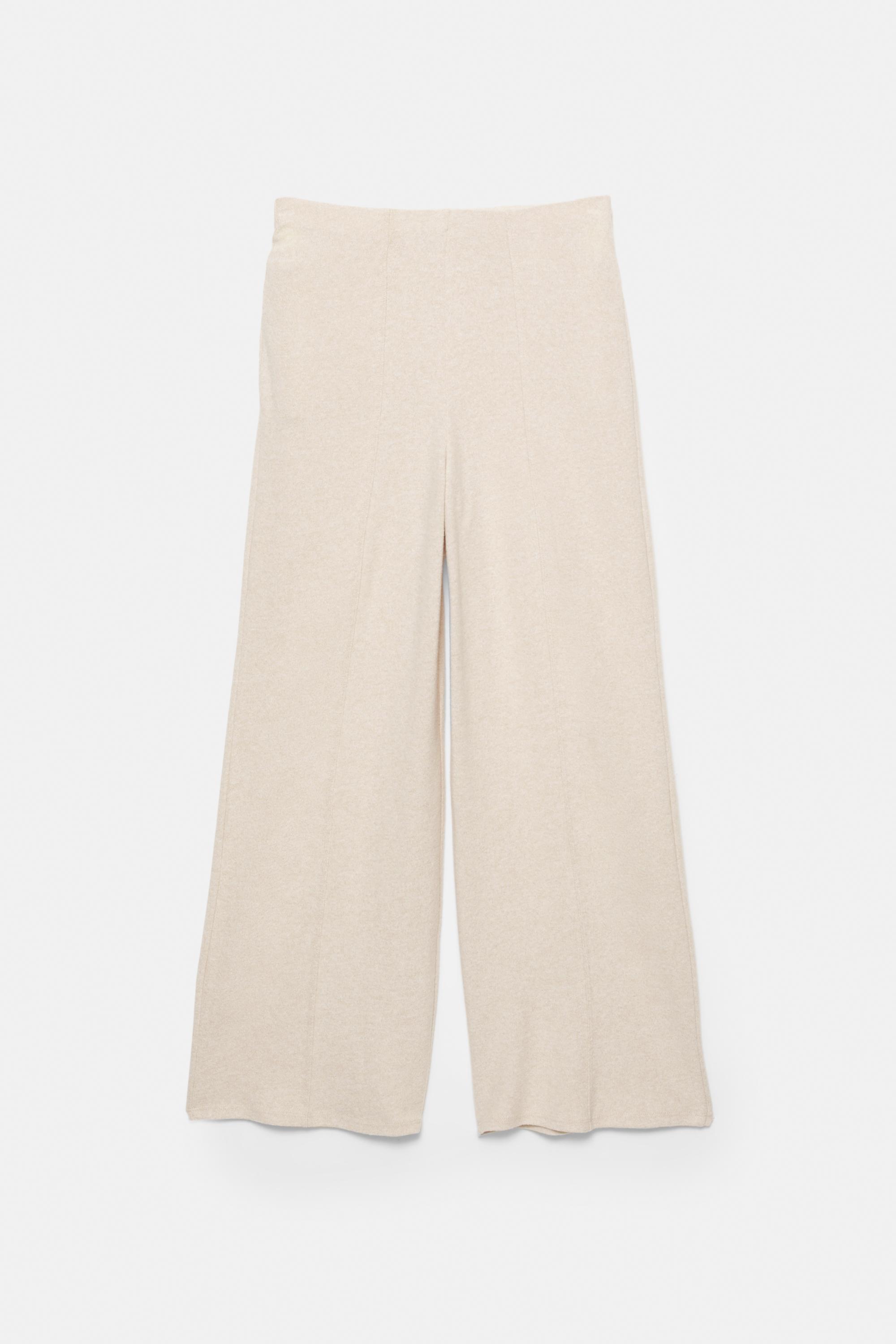 Wide-leg soft touch trousers — Ecru