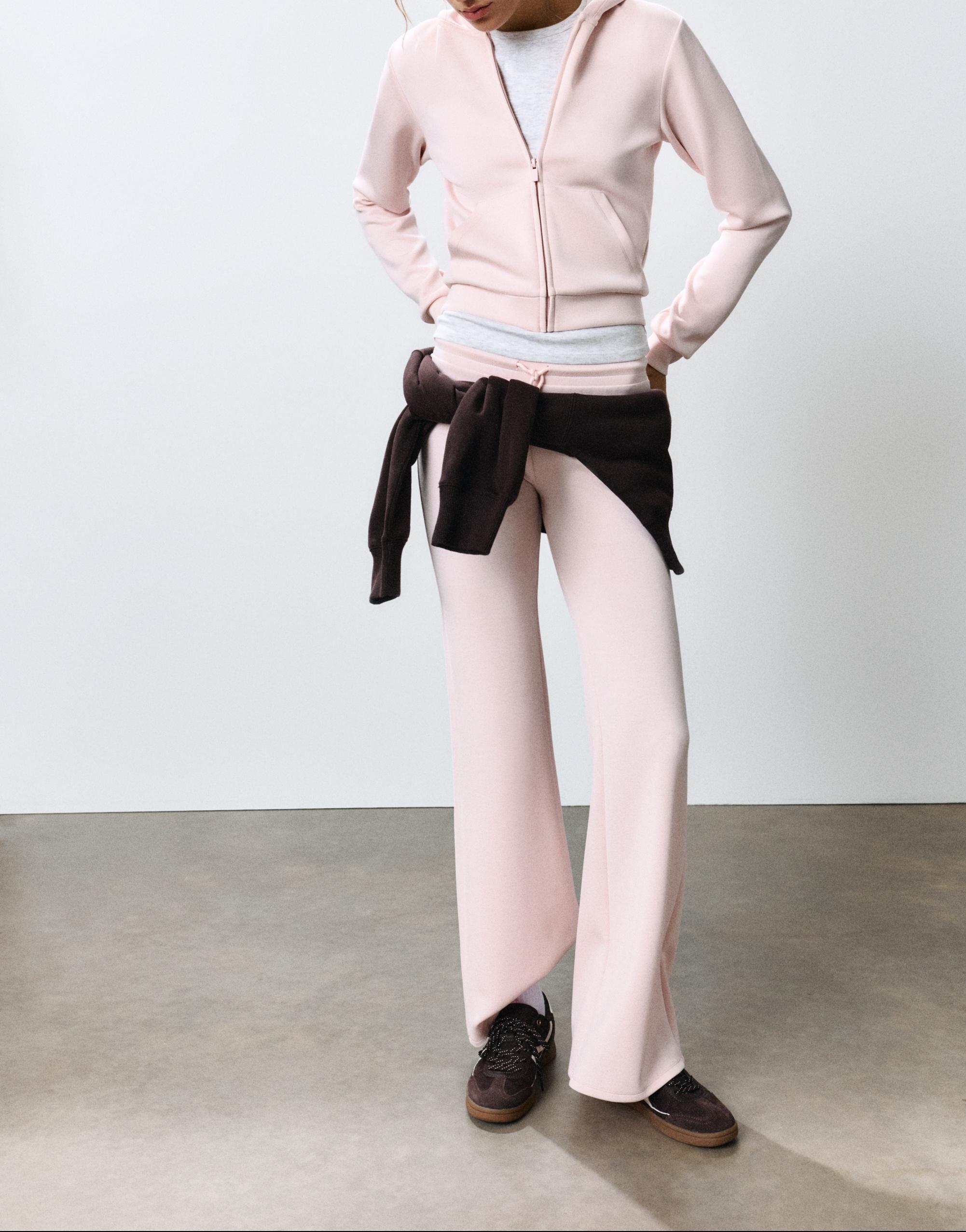 Zip-up hooded sweatshirt — Pastel pink
