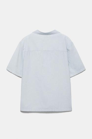Short sleeve linen blend shirt — Pale blue 6