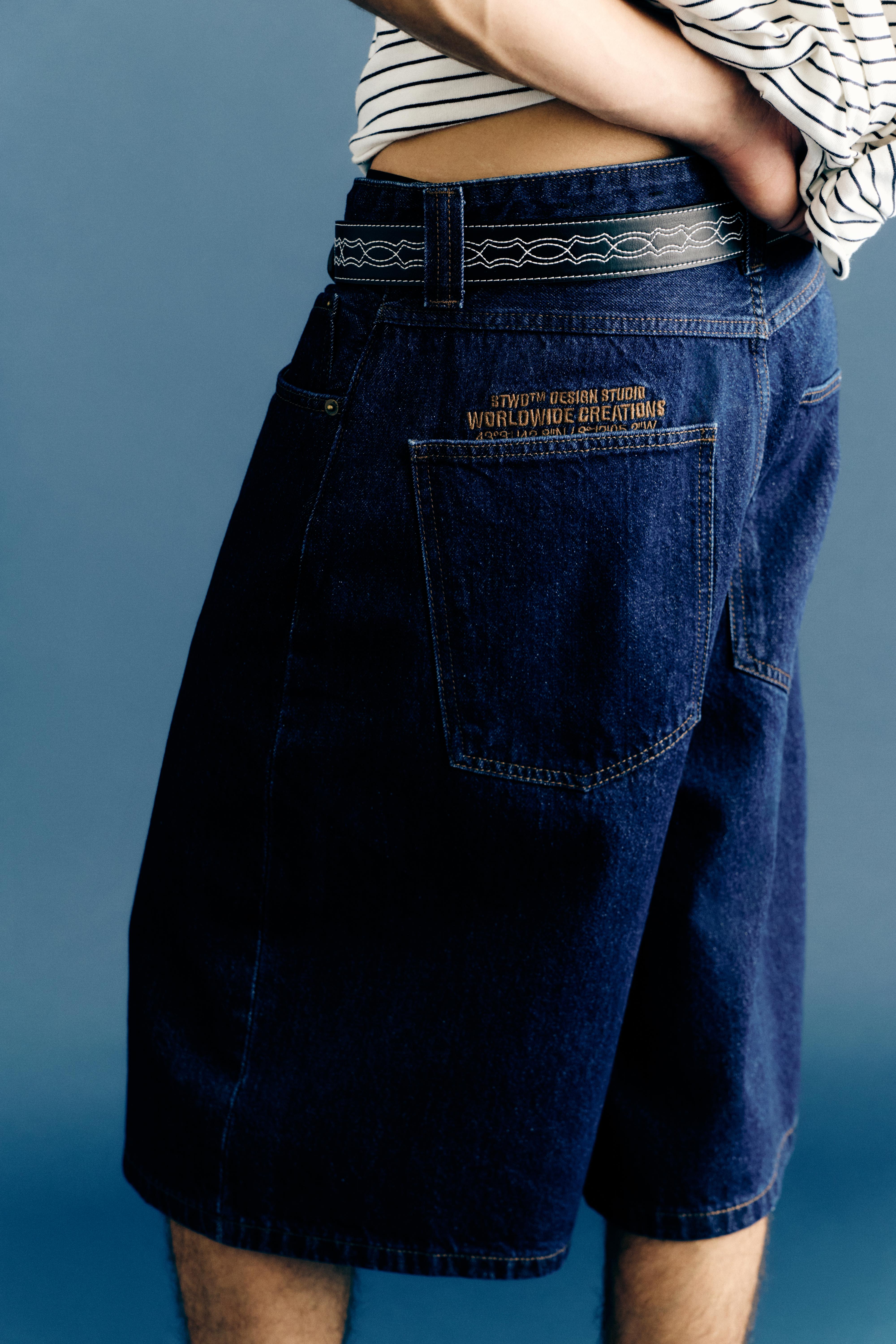 Skater denim Bermuda shorts — Navy