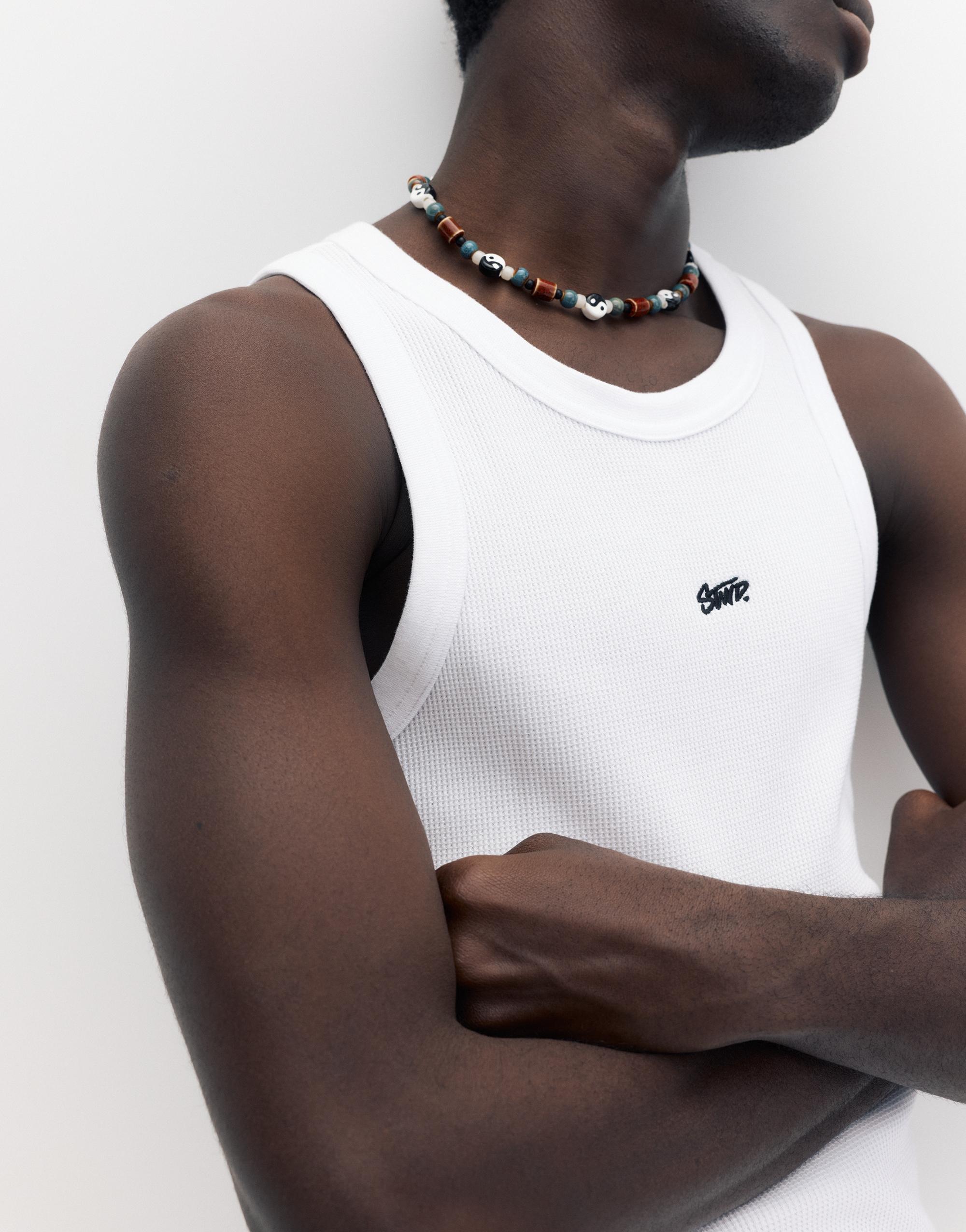 STWD waffle-knit vest — White