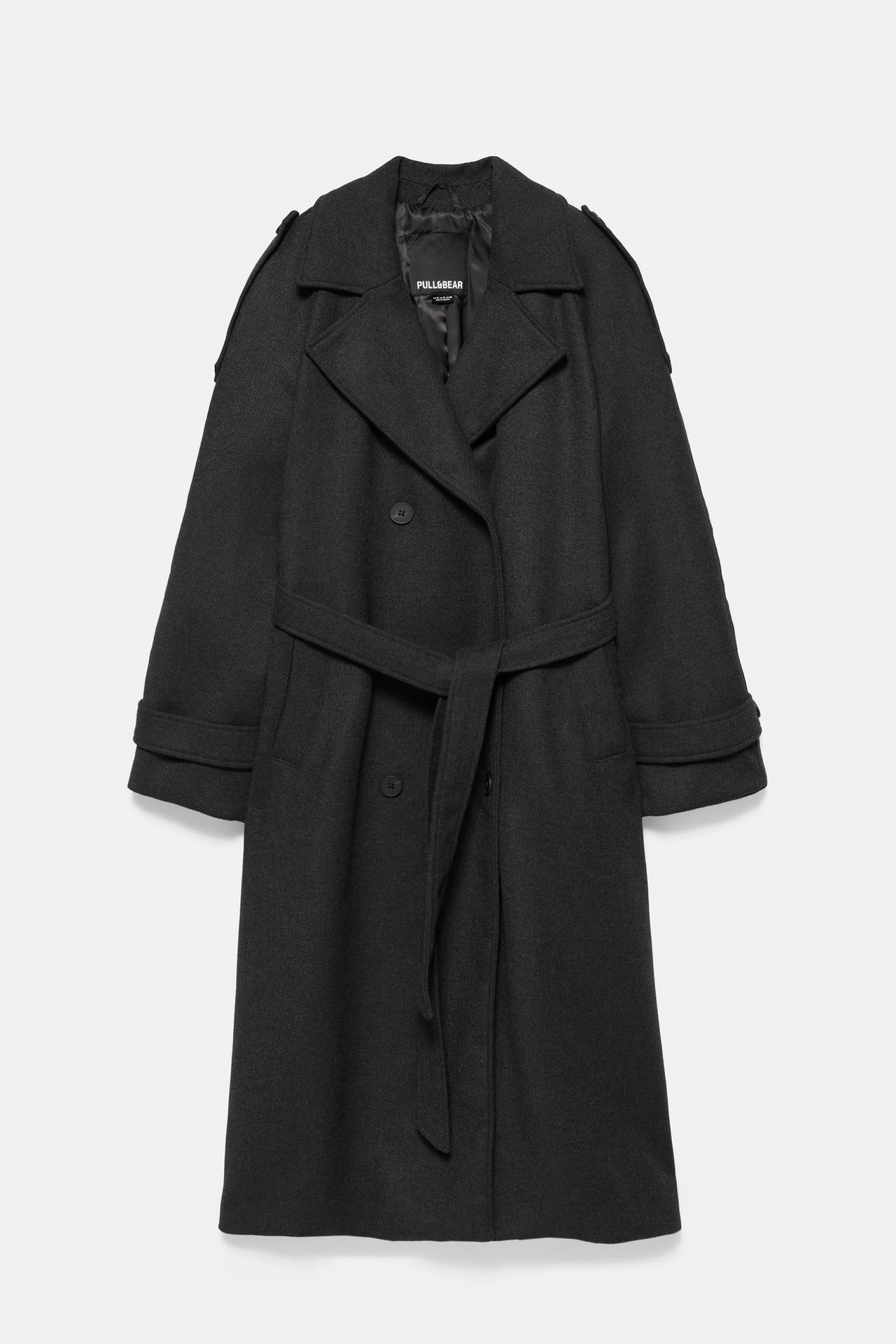 Belted wool trench coat — Anthracite grey