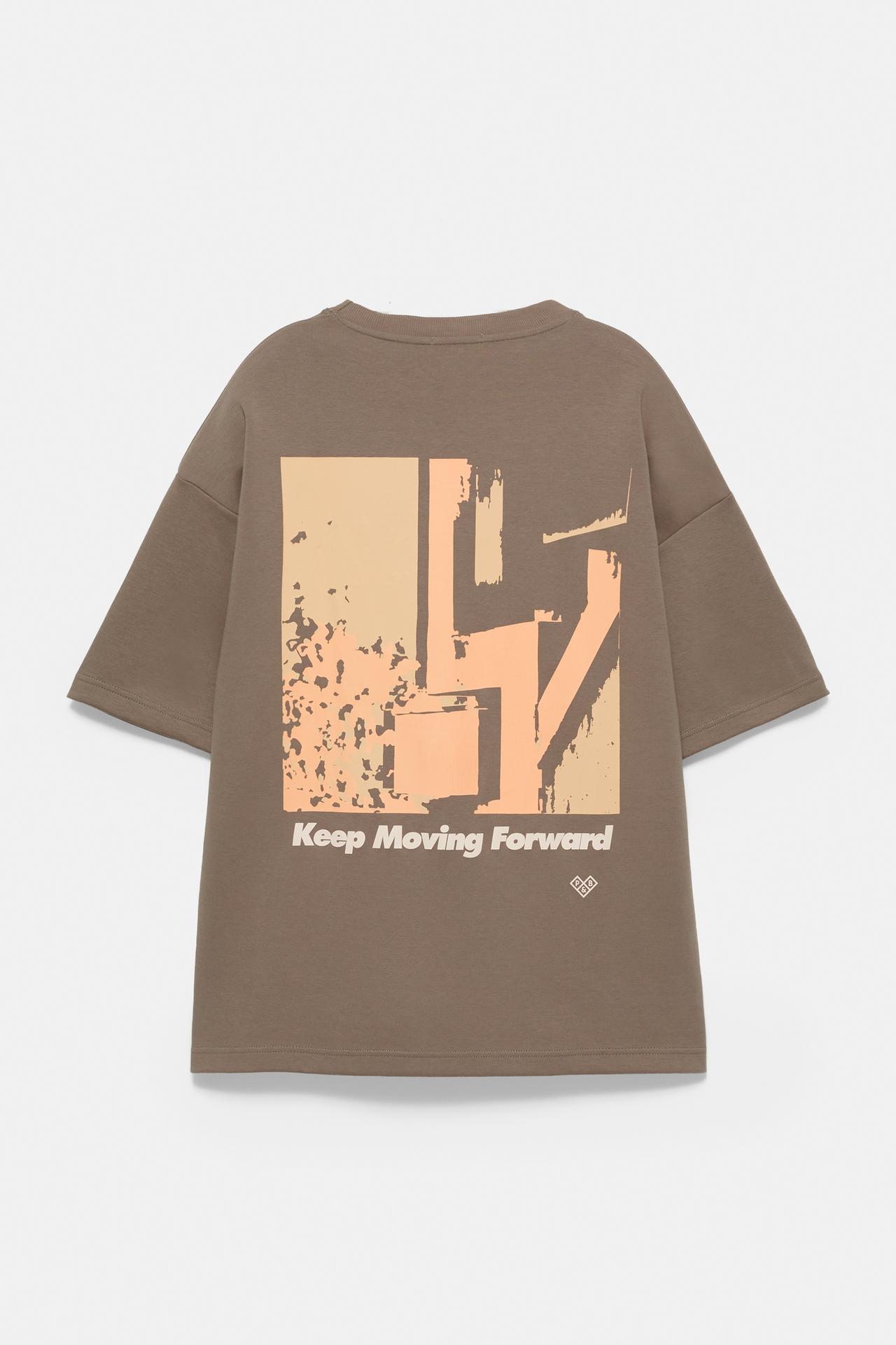 Short sleeve graphic sweatshirt — Brown