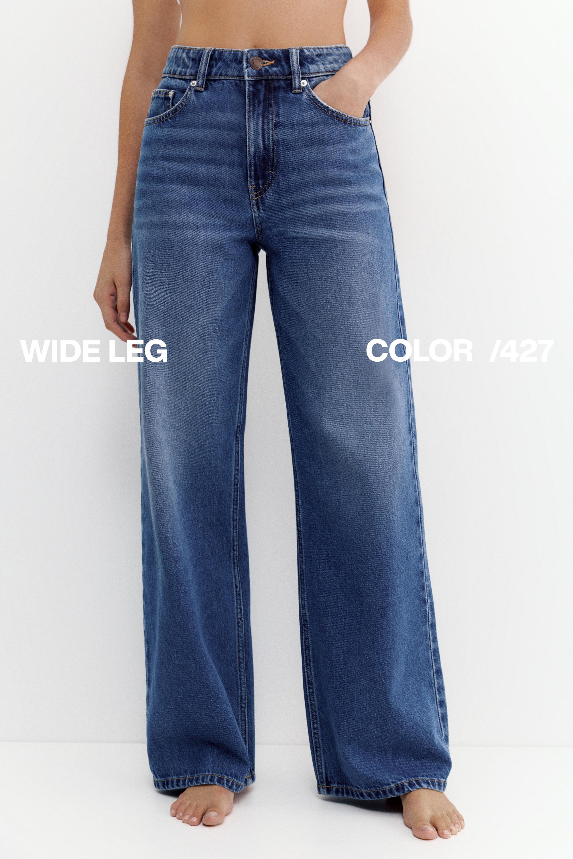 High-waist wide-leg jeans — Medium blue