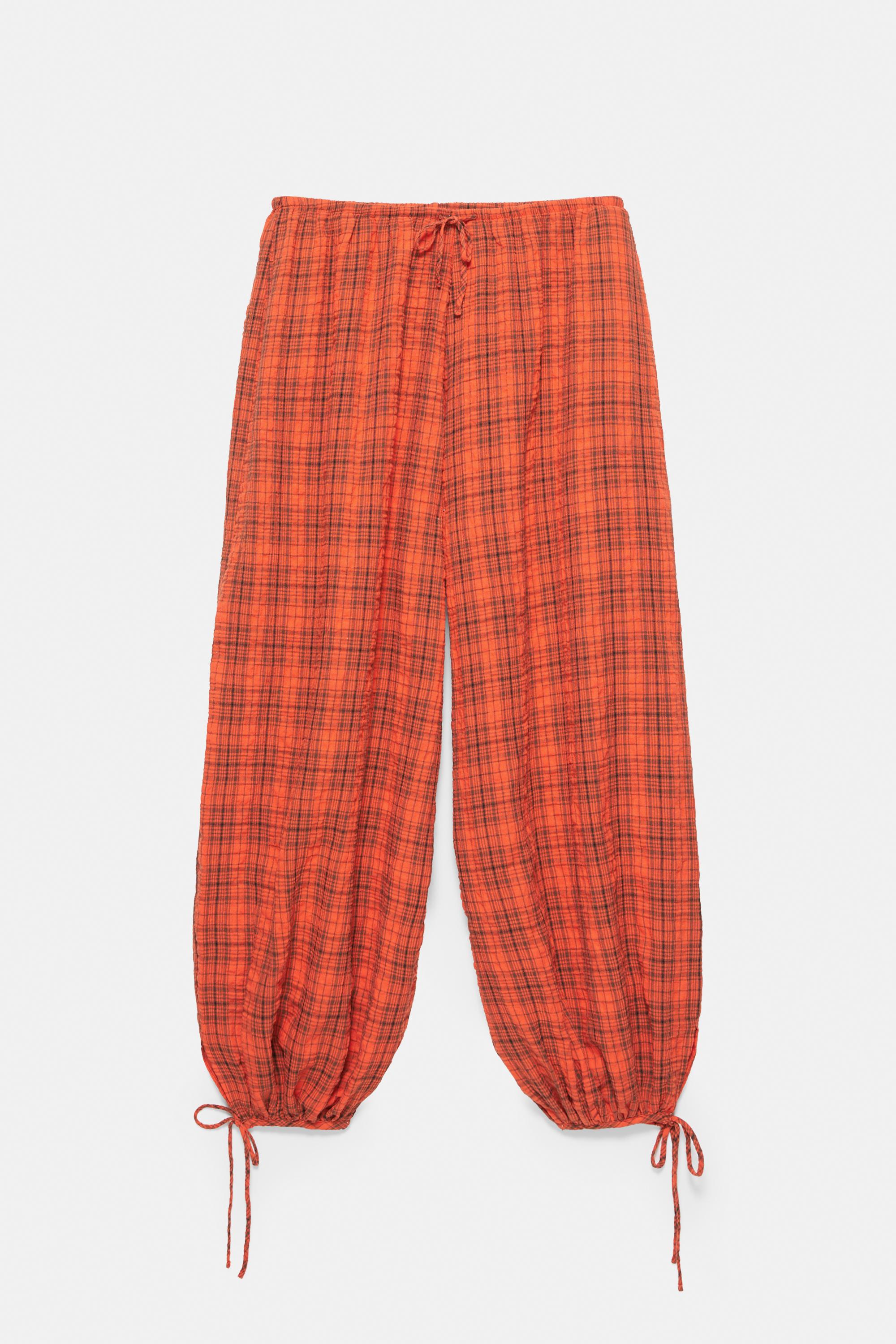 Check sarouel trousers — Red