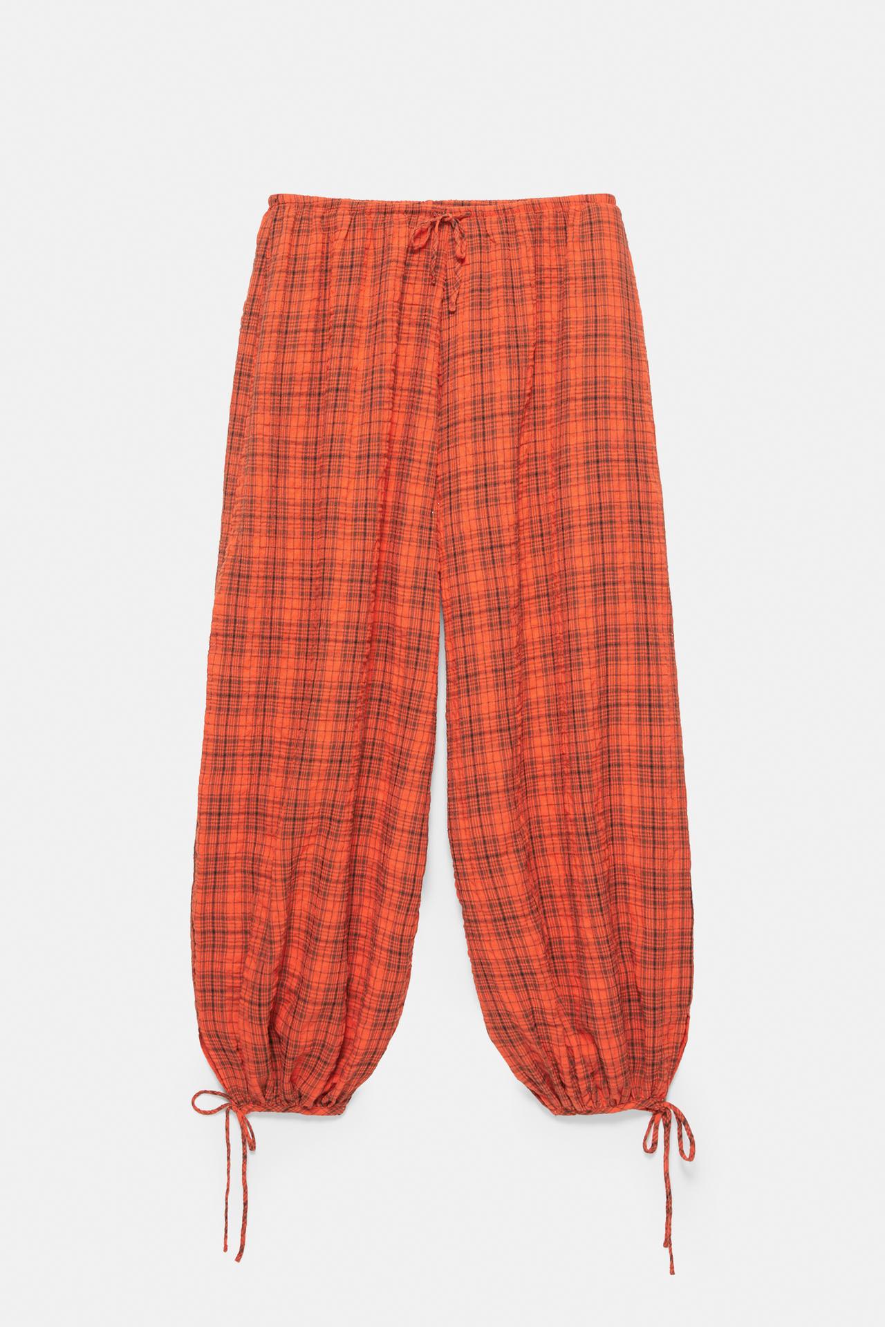 Check sarouel trousers — Red