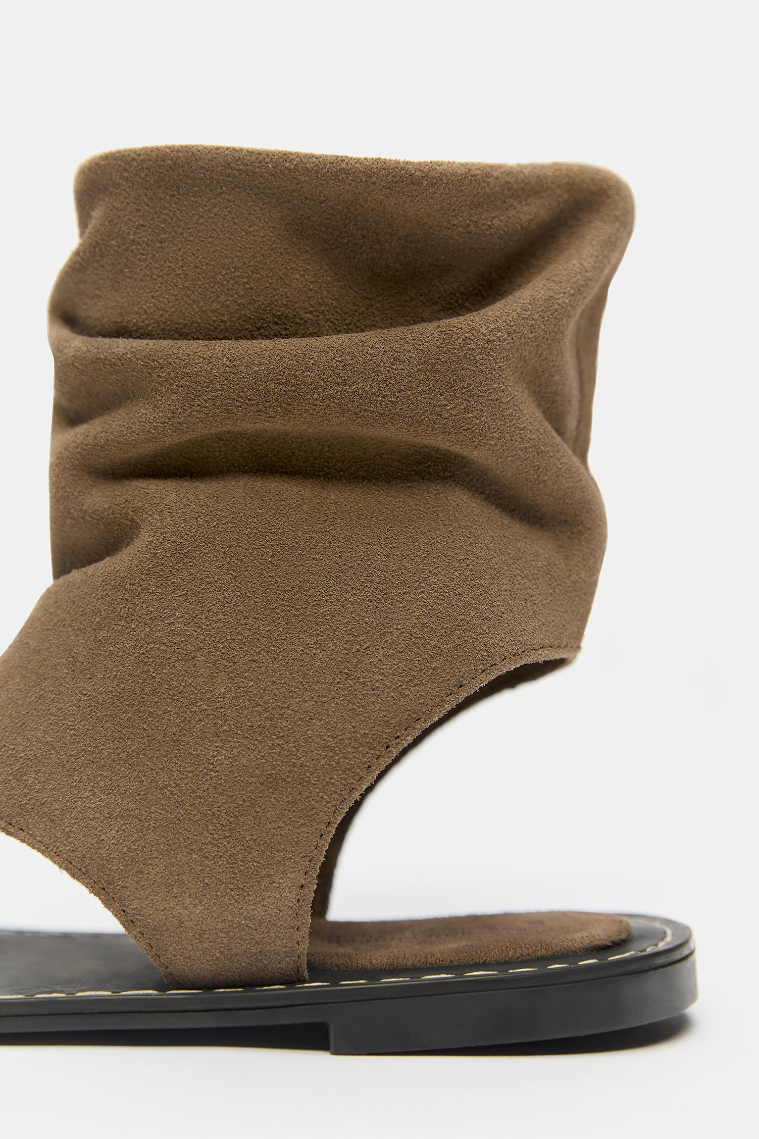 Leather bootie sandals — Brown