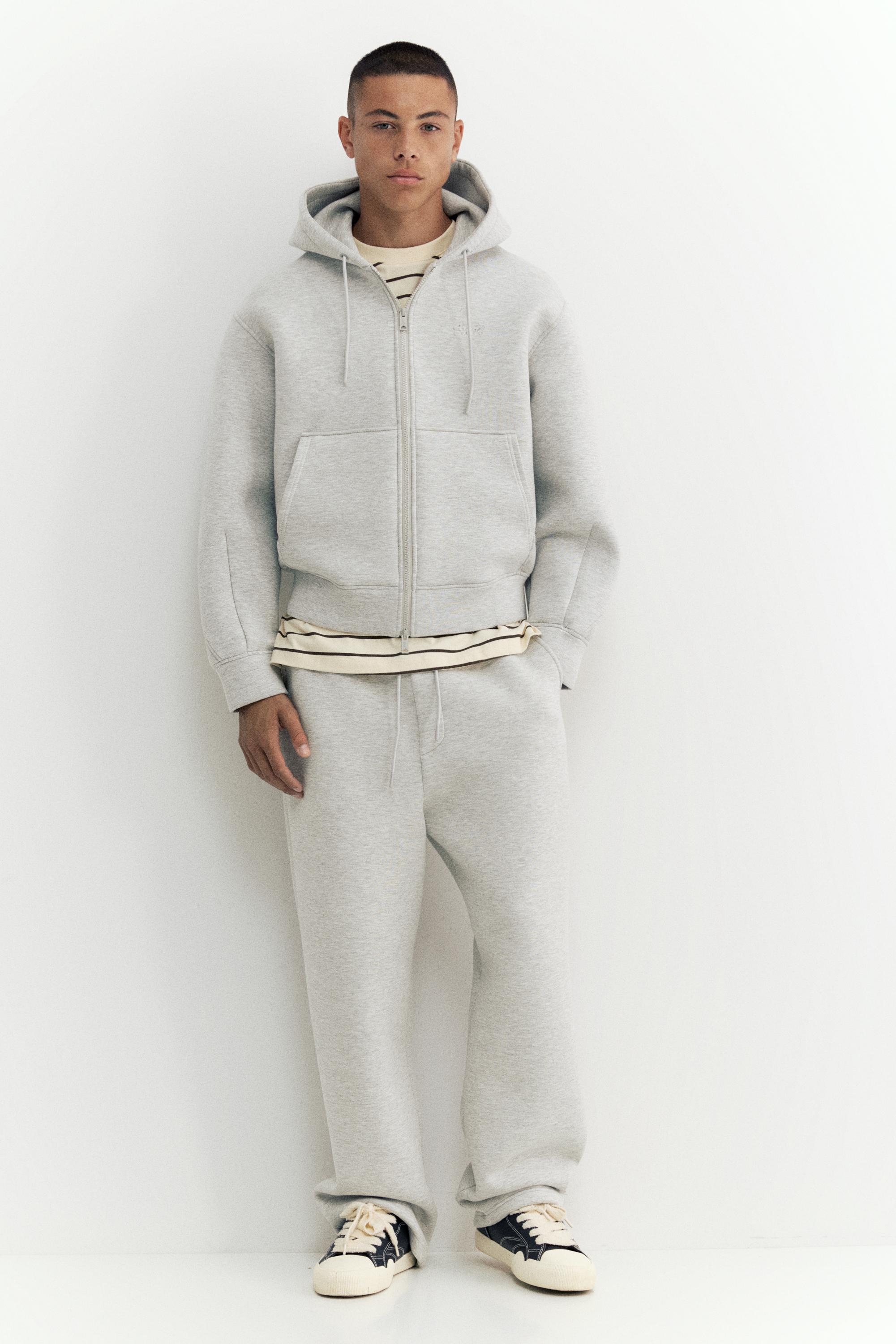 Neoprene-effect baggy trousers — Grey marl