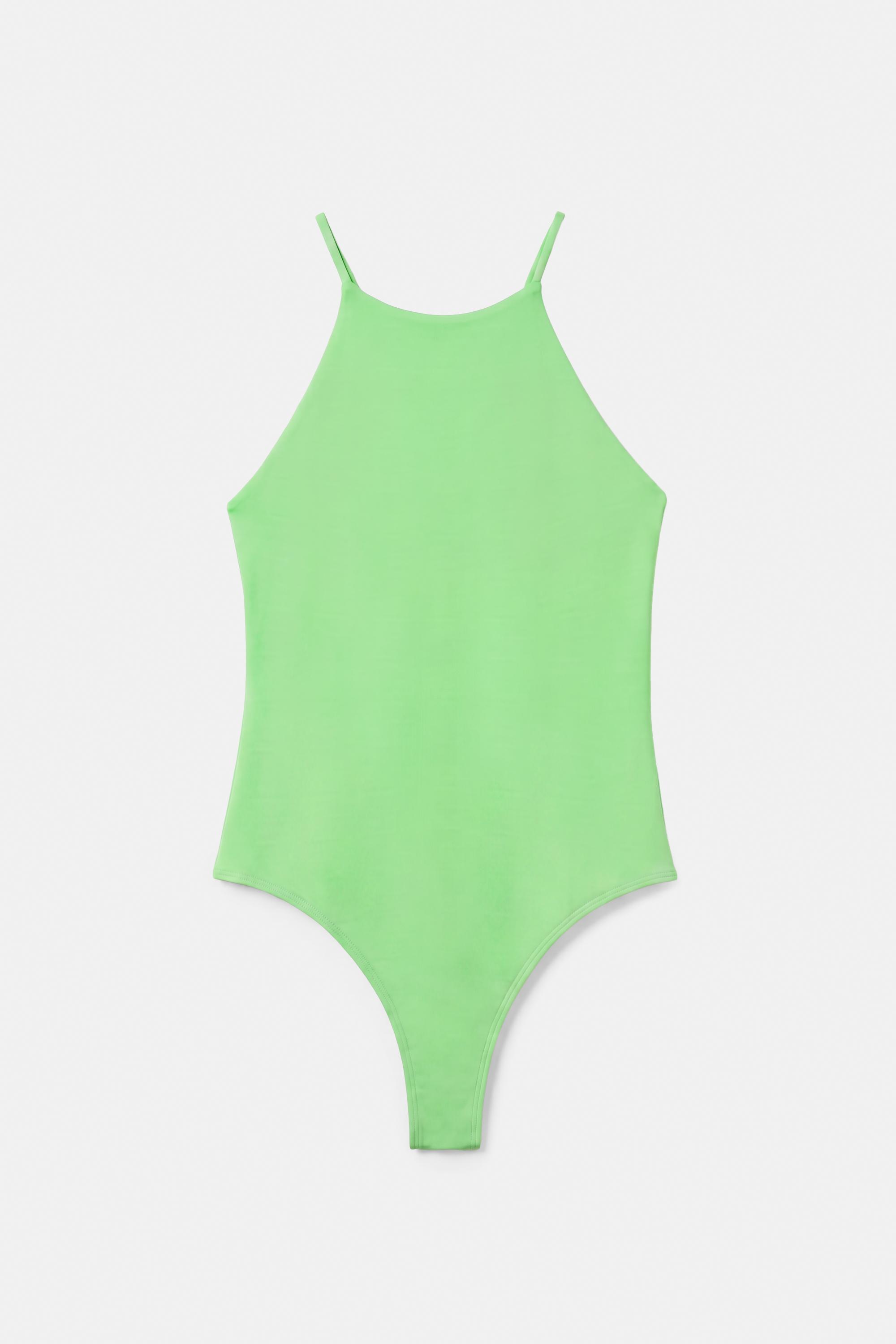 Halter strappy bodysuit — Apple green