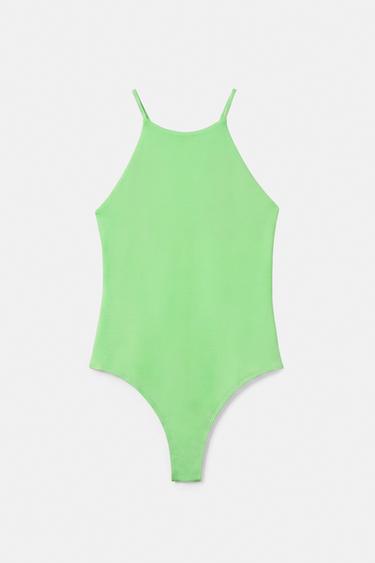 Halter strappy bodysuit — Apple green 5
