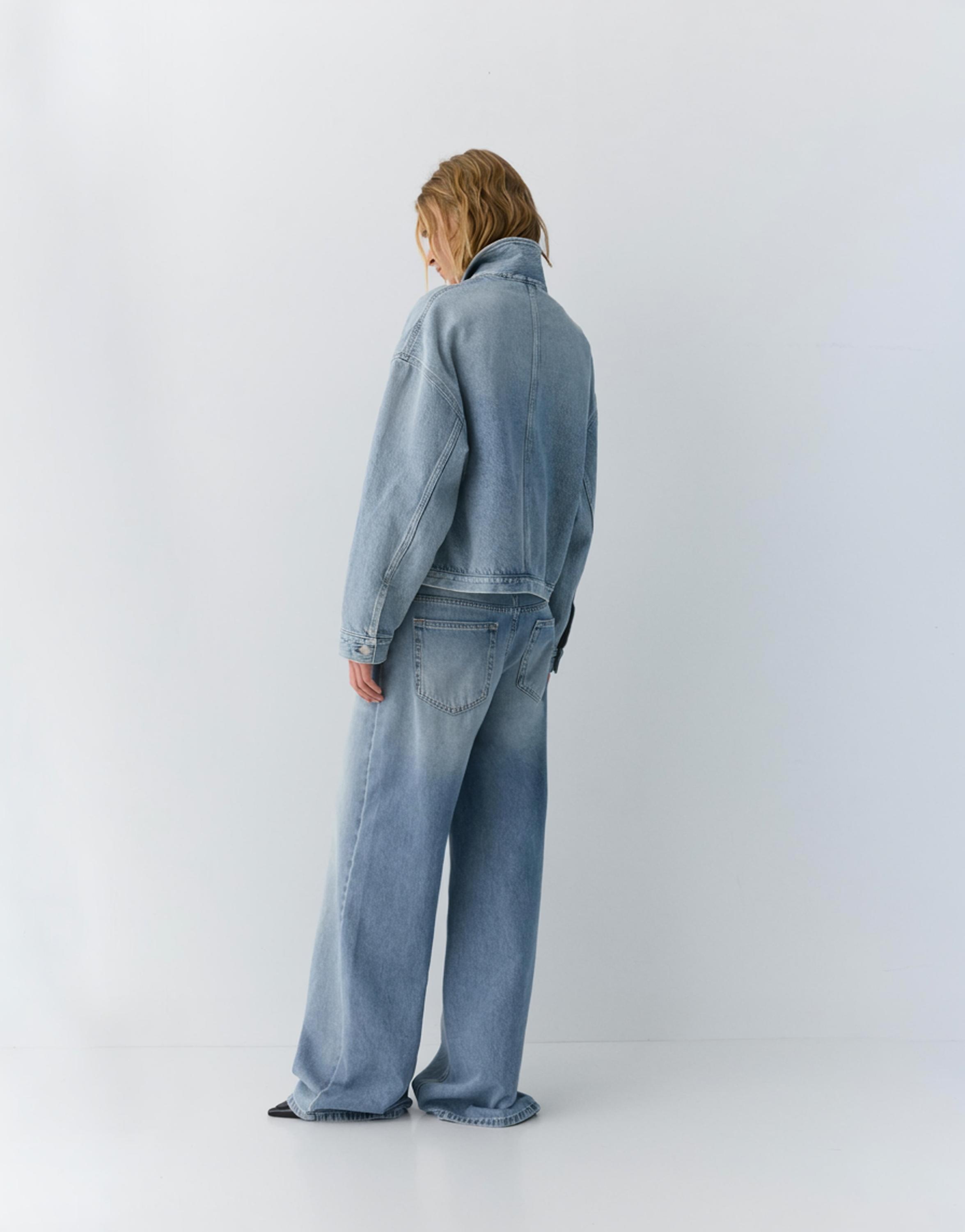 Boxy kesim denim ince ceket - Görsel 8