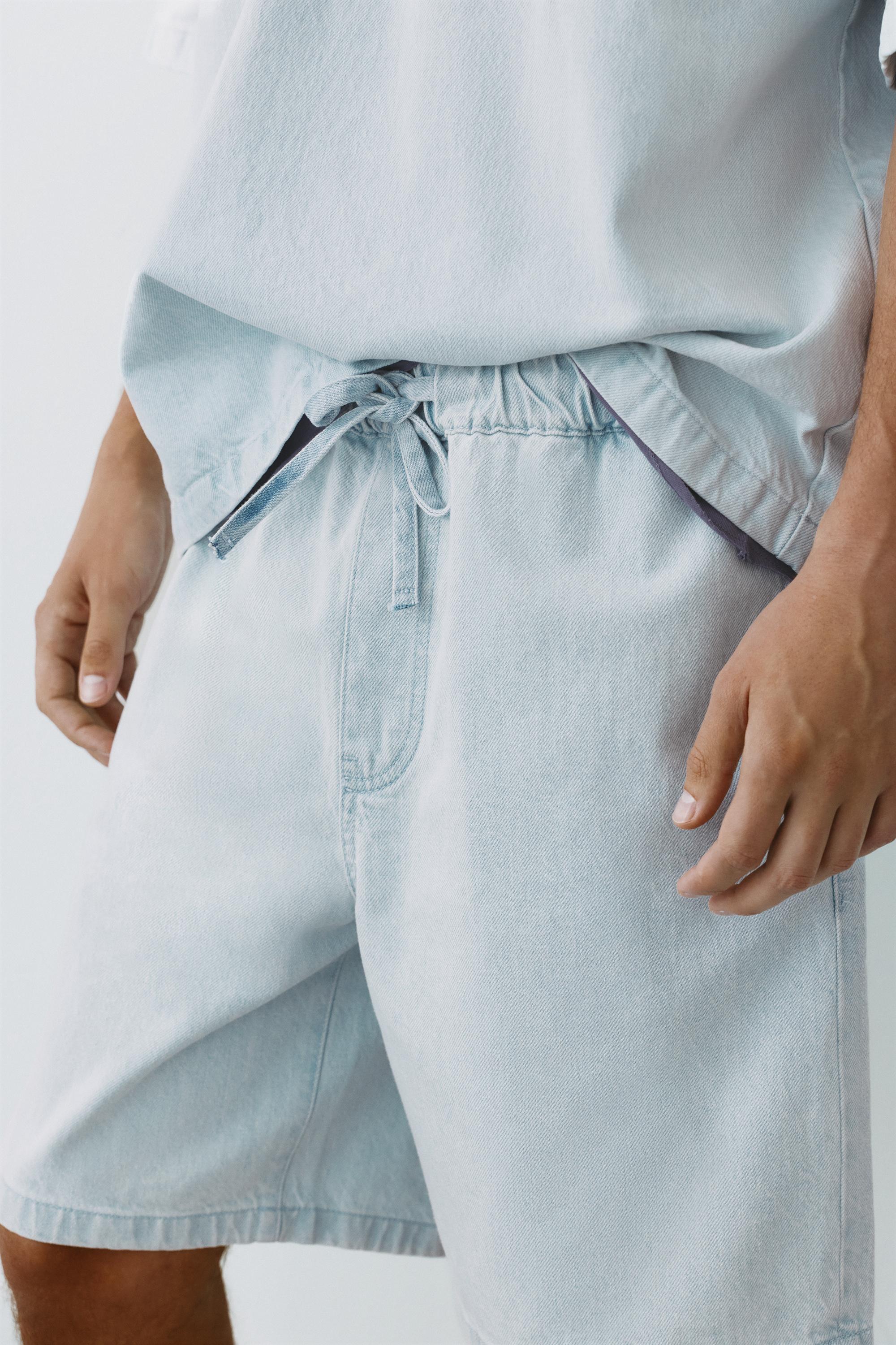 Relaxed denim Bermuda shorts — Sky blue