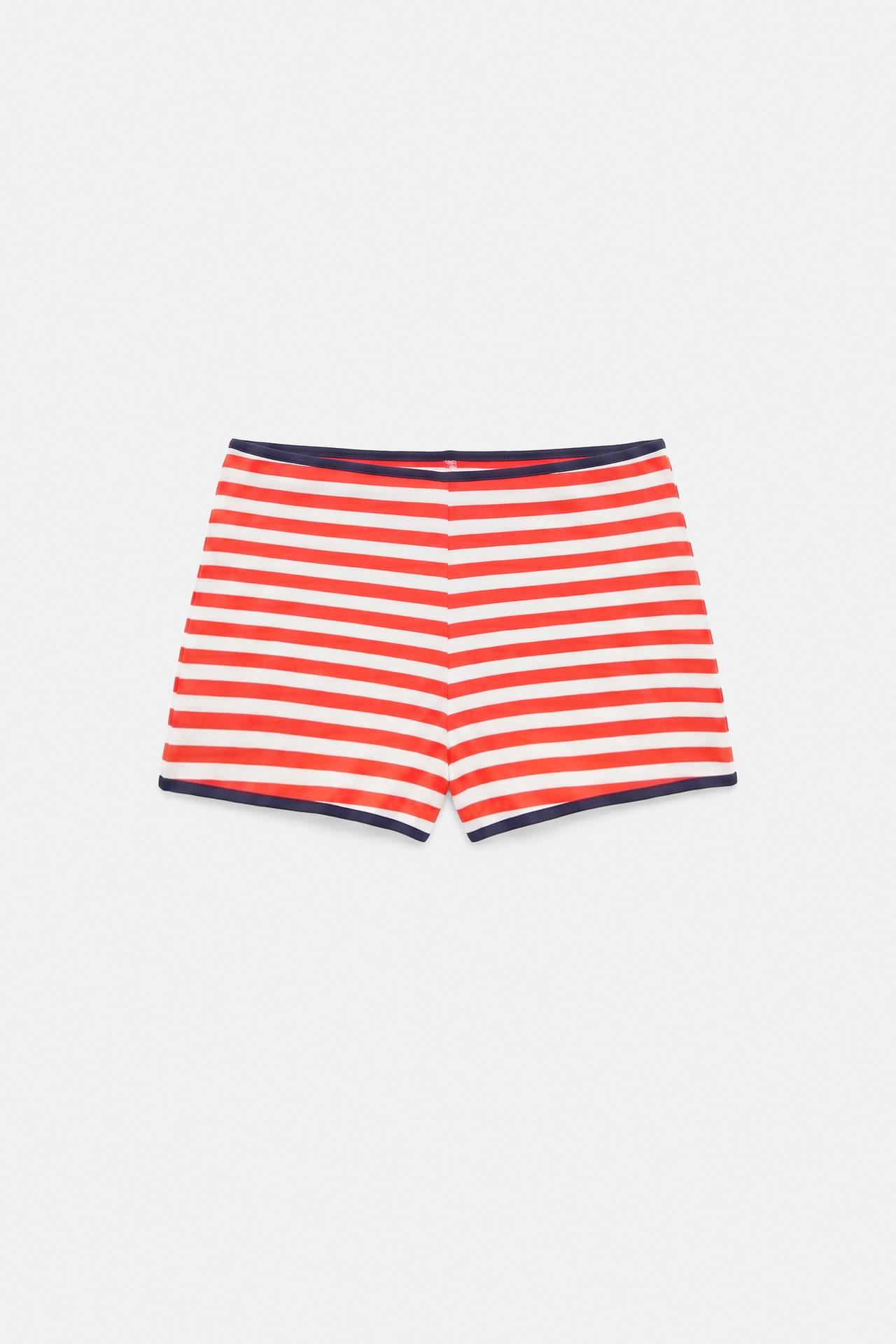 Striped ribbed mini shorts — White/Red