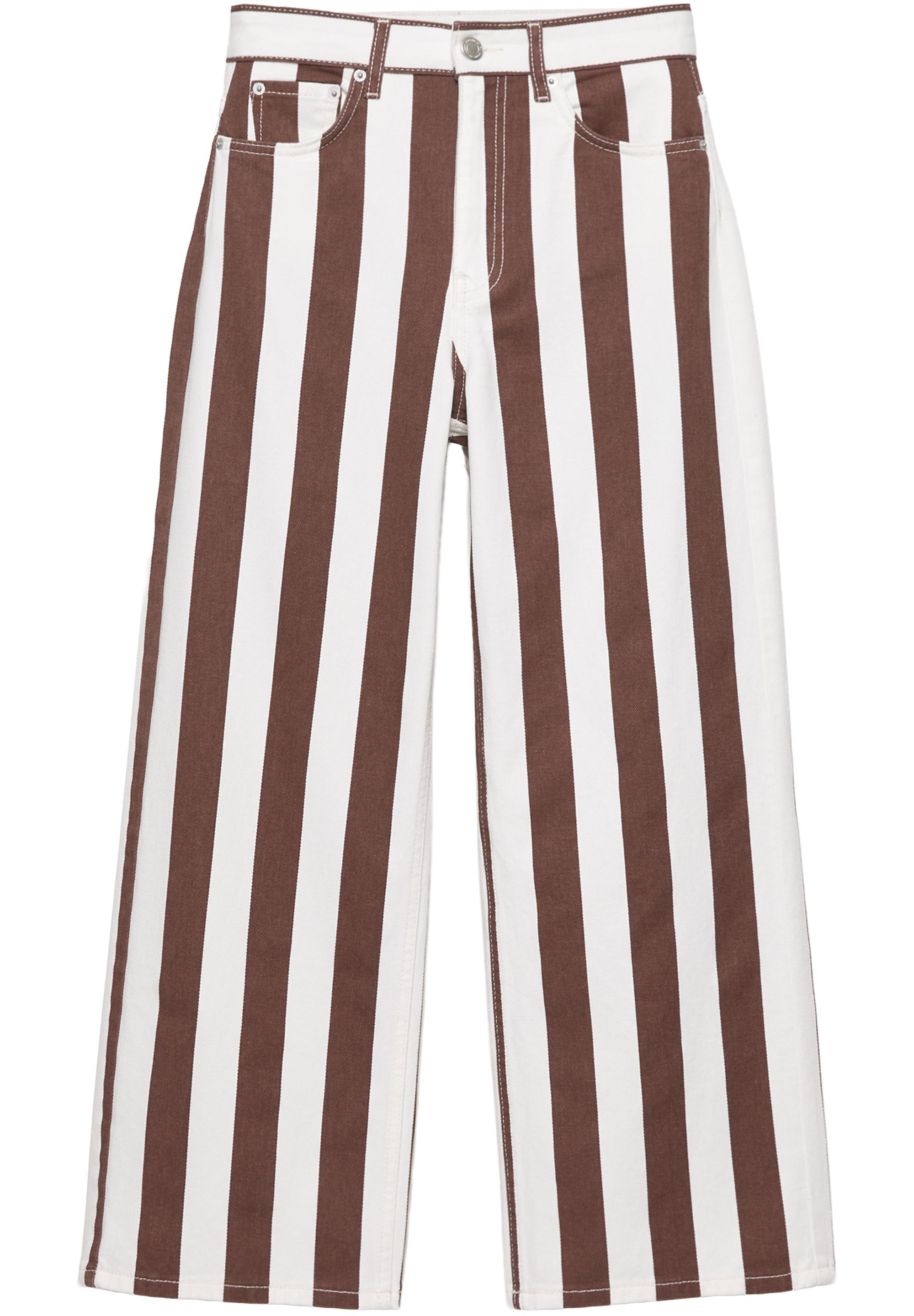 Striped straight-leg trousers — Brown