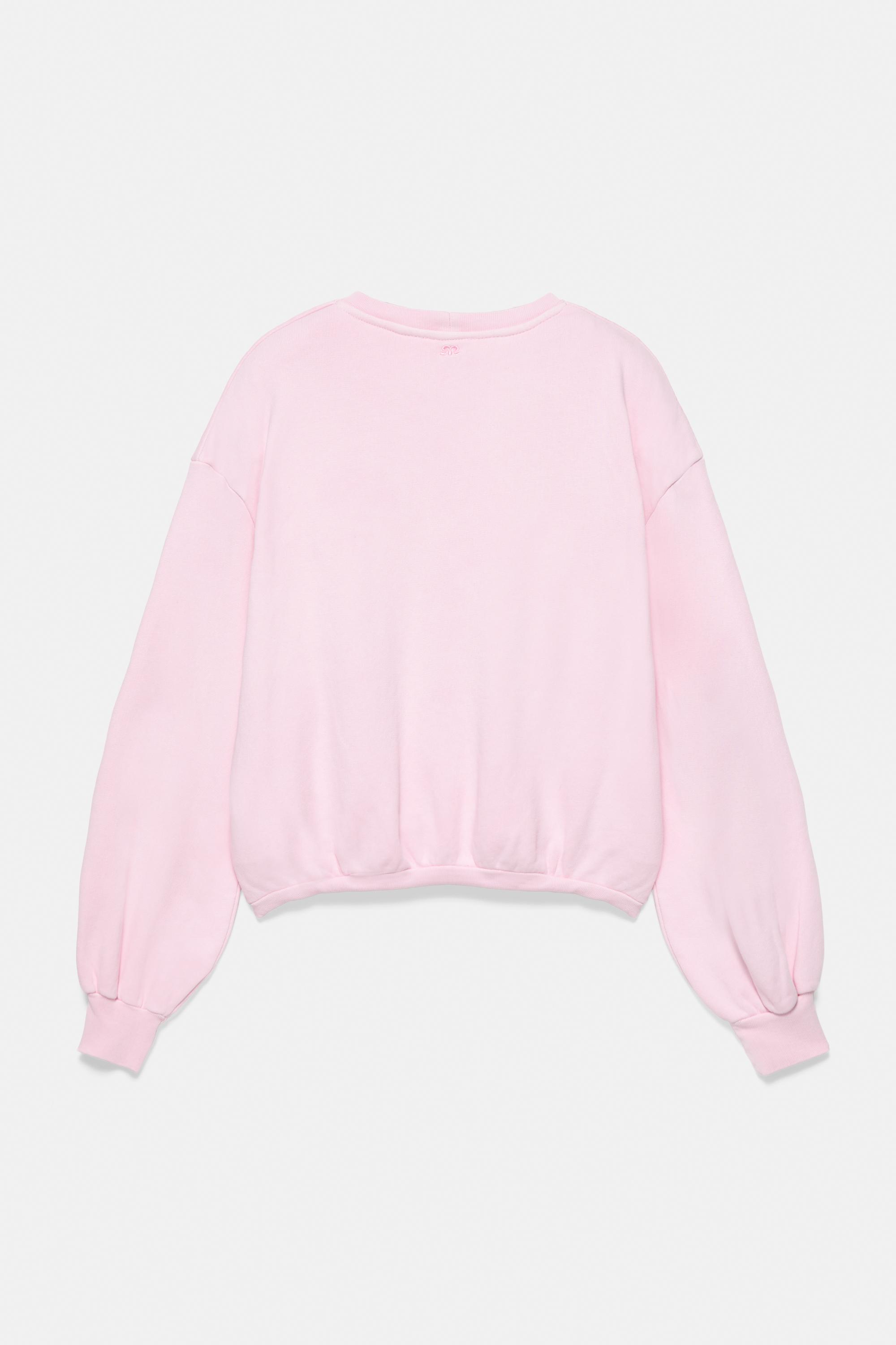 Cropped round neck sweatshirt — Pink