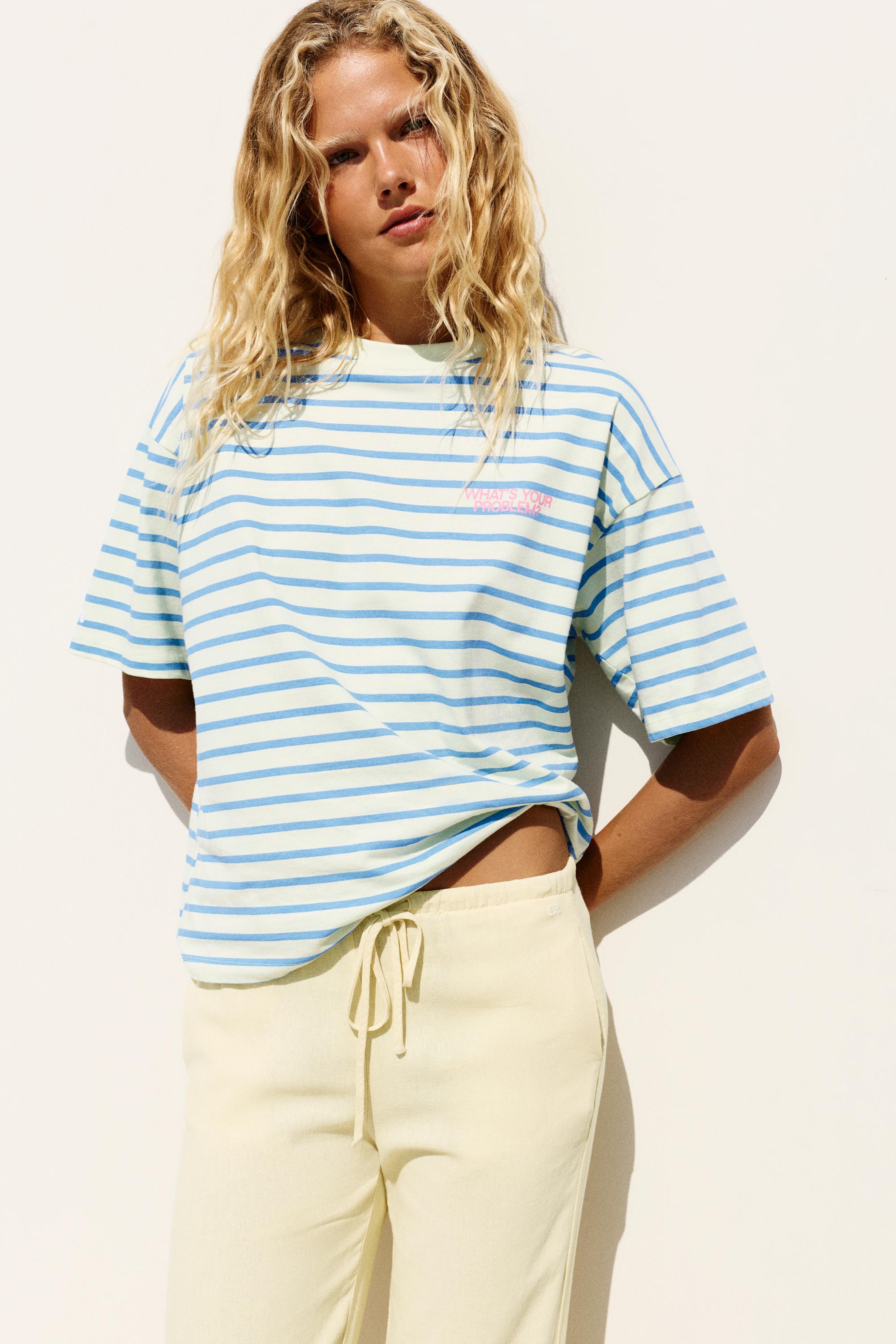 Oversize striped T-shirt — Blue/White