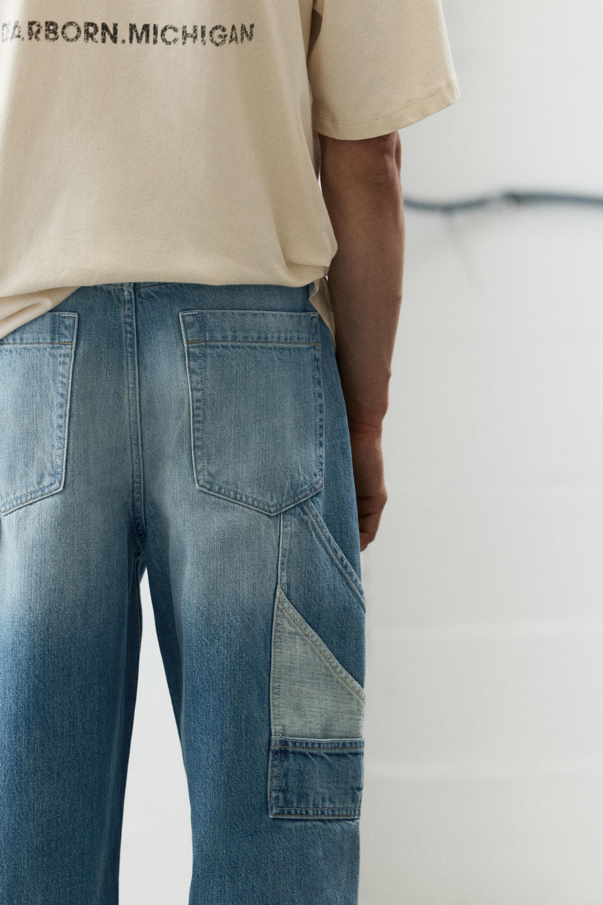Pull&Bear Panelli baggy relaxed fit jean görsel 7