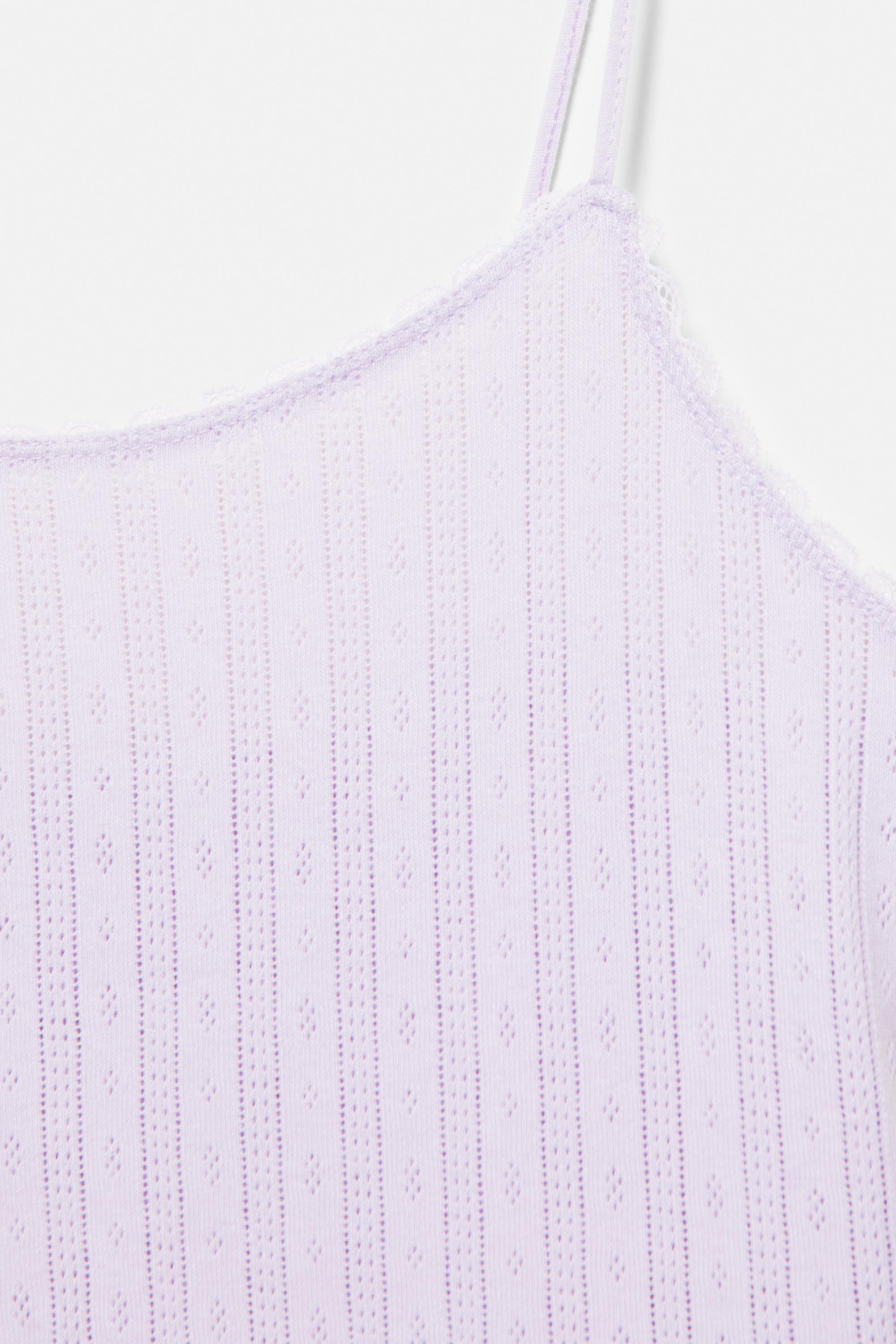 Strappy pointelle knit top — Lilac