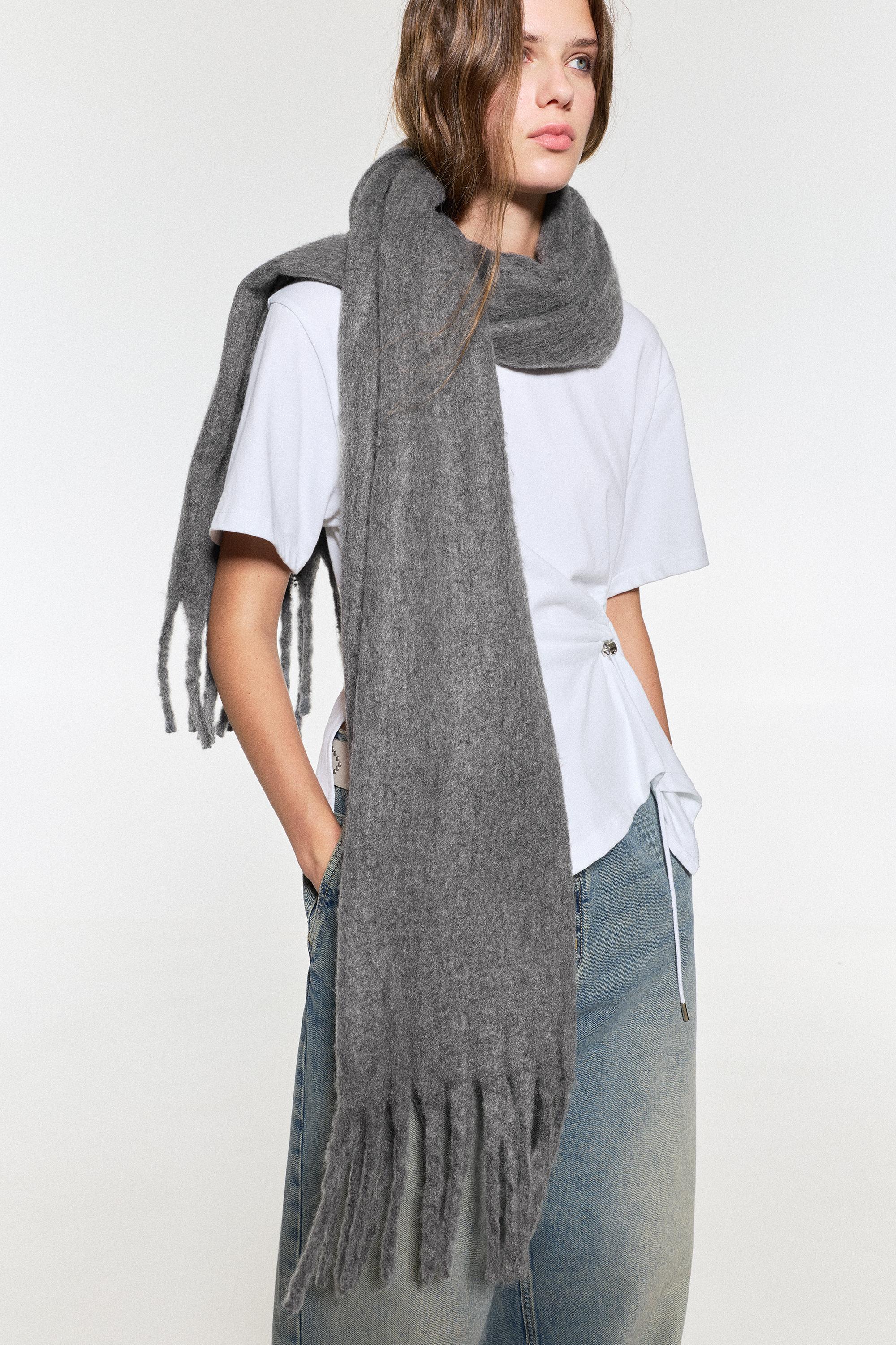 Maxi mohair-effect scarf — Anthracite grey