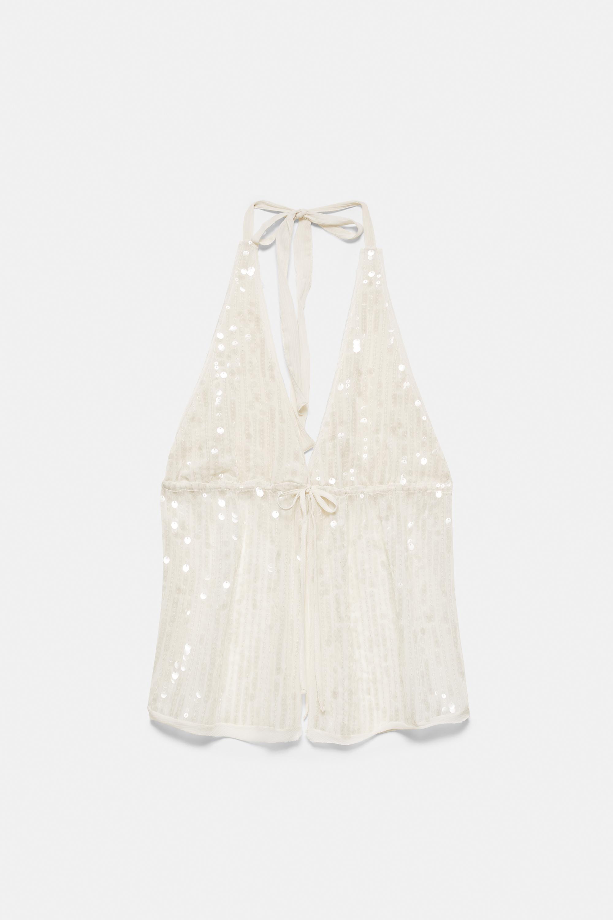 Sequin halter top — Ice