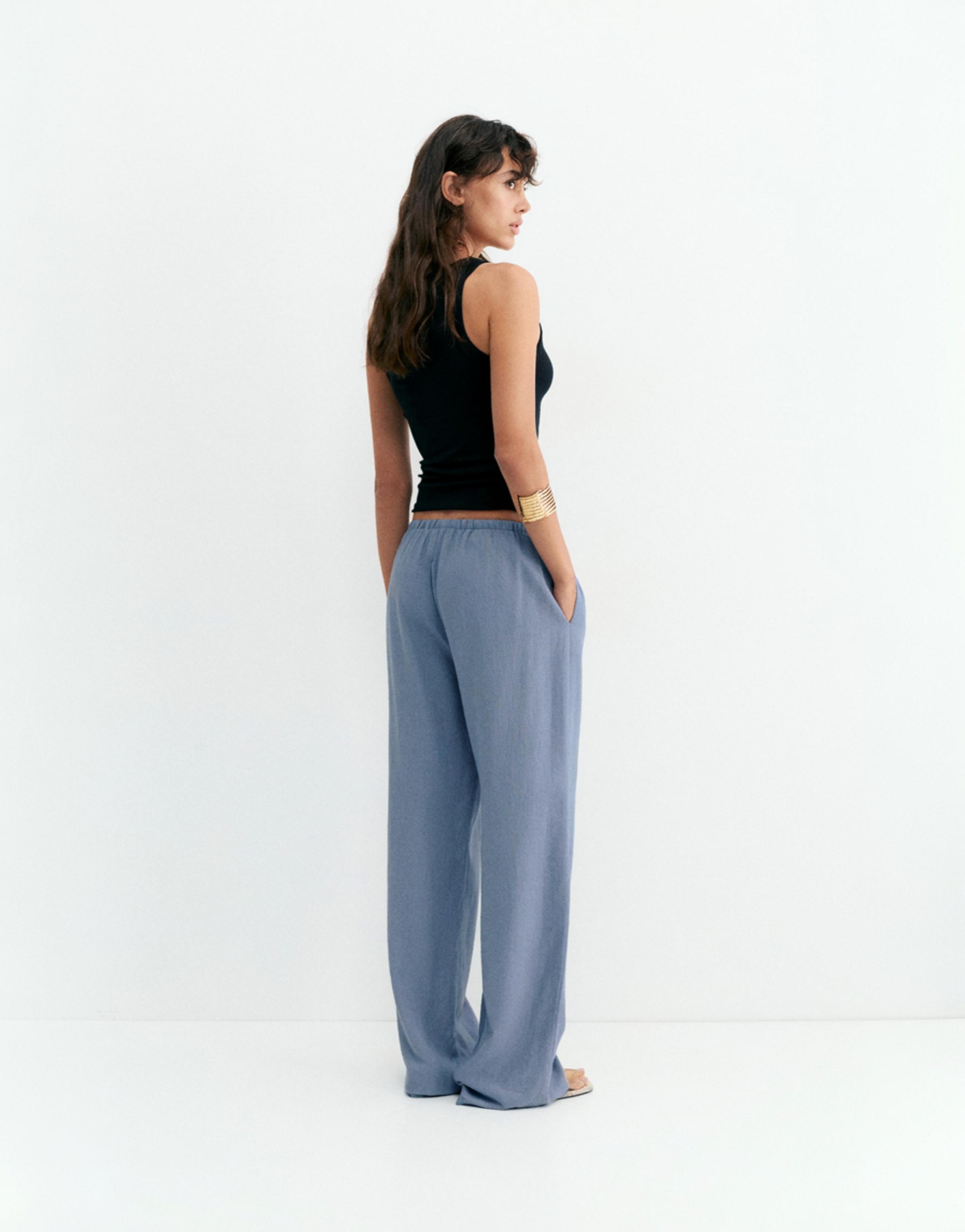 Linen blend joggers — Blue