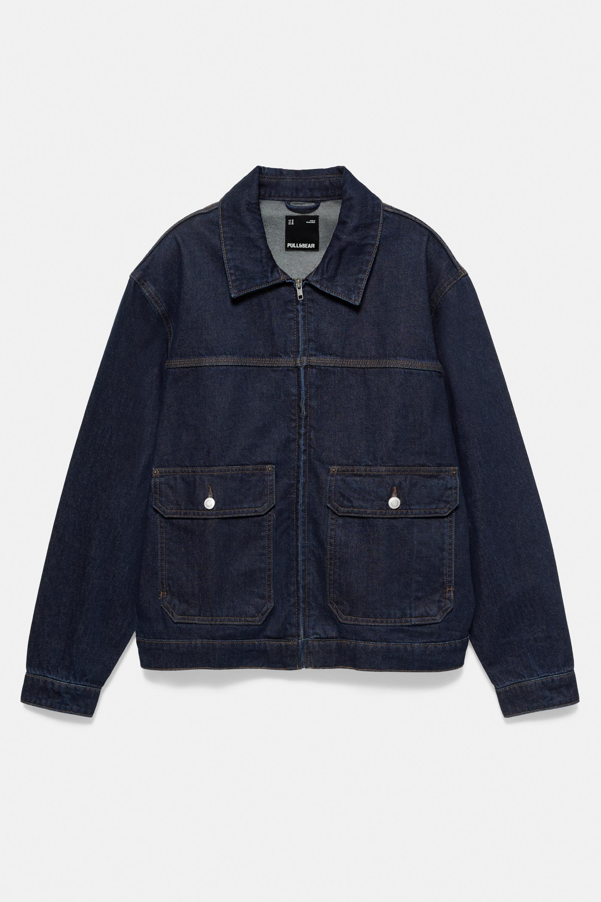 Multi-pocket denim jacket — Navy