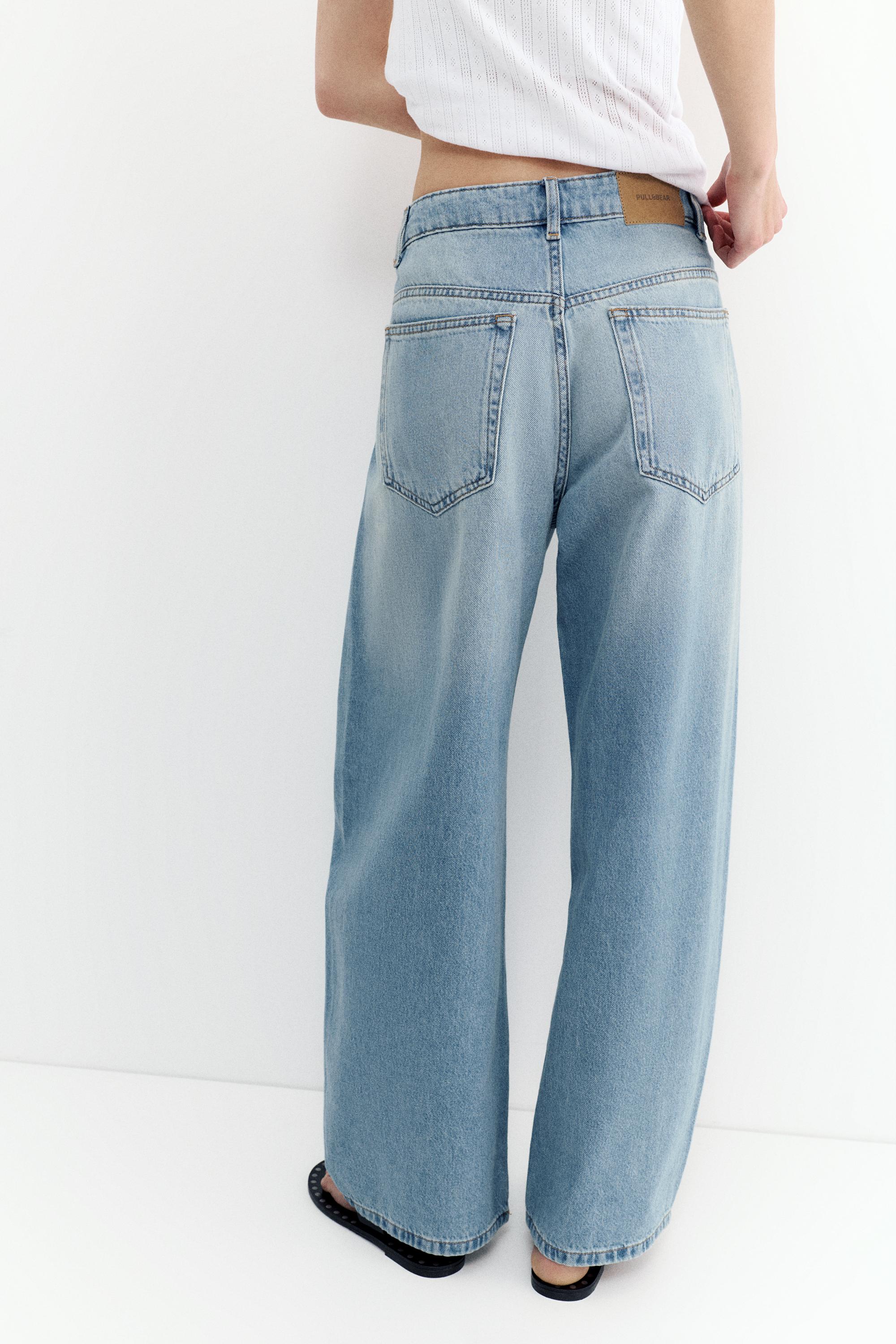 Pleated balloon fit baggy jeans — Pale blue