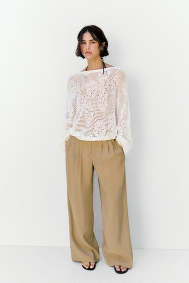 Wide-leg trousers with darts — Light camel 2
