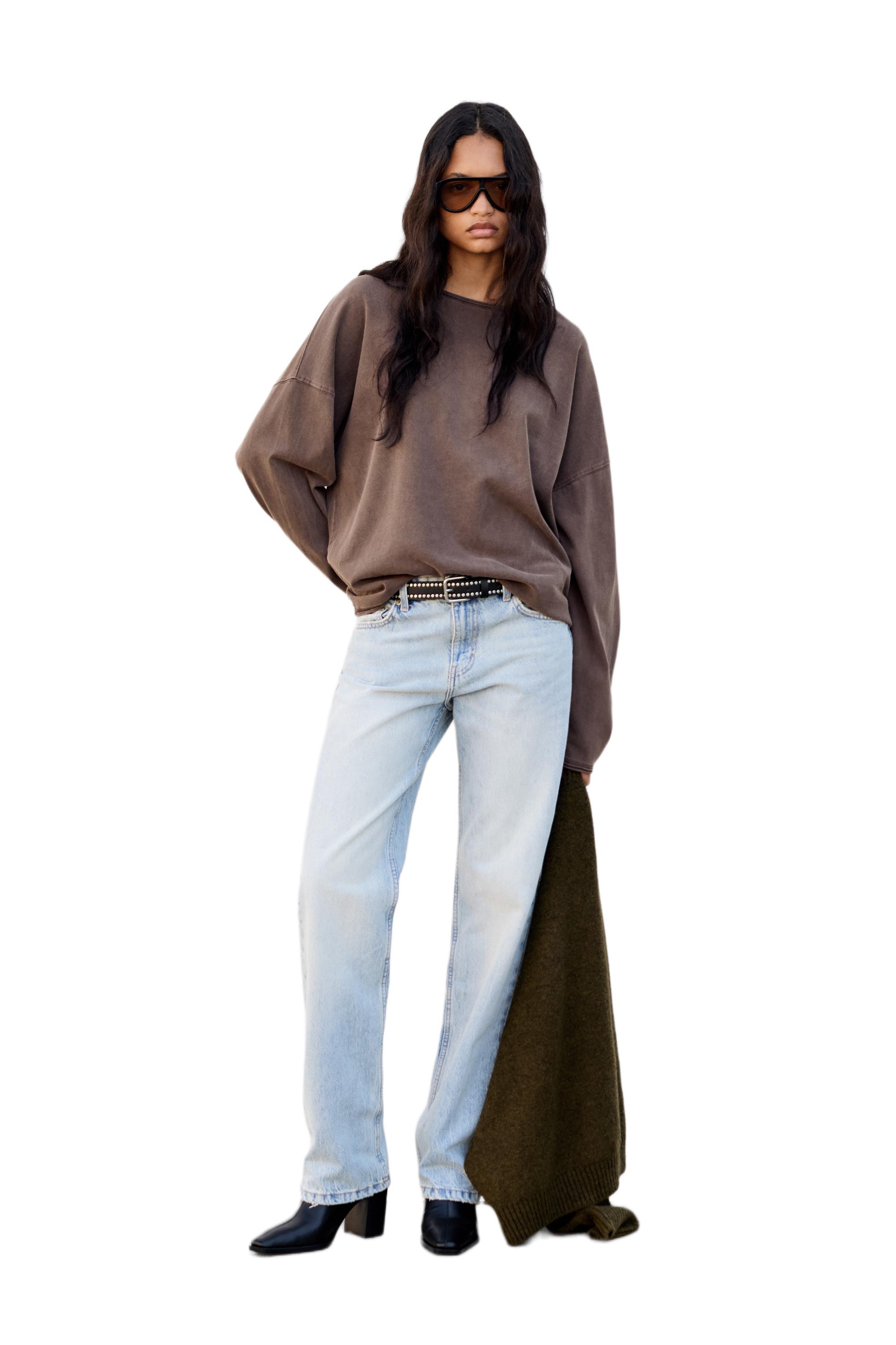 Uzun kollu oversize t-shirt - Görsel 46