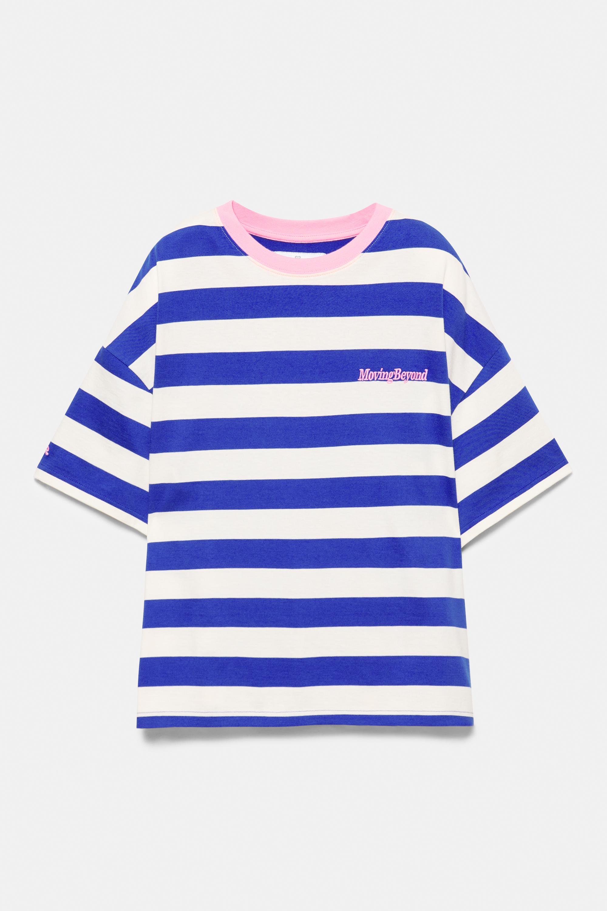 Blue striped T-shirt — Deep blue