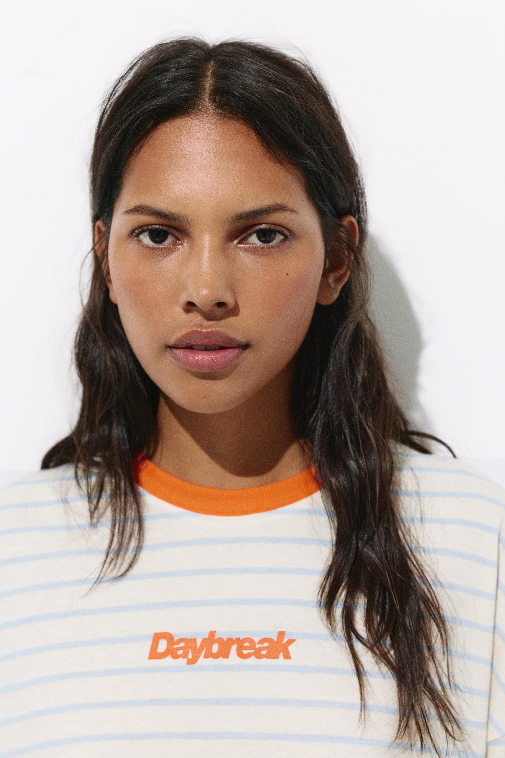 Striped sun graphic T-shirt — Off white