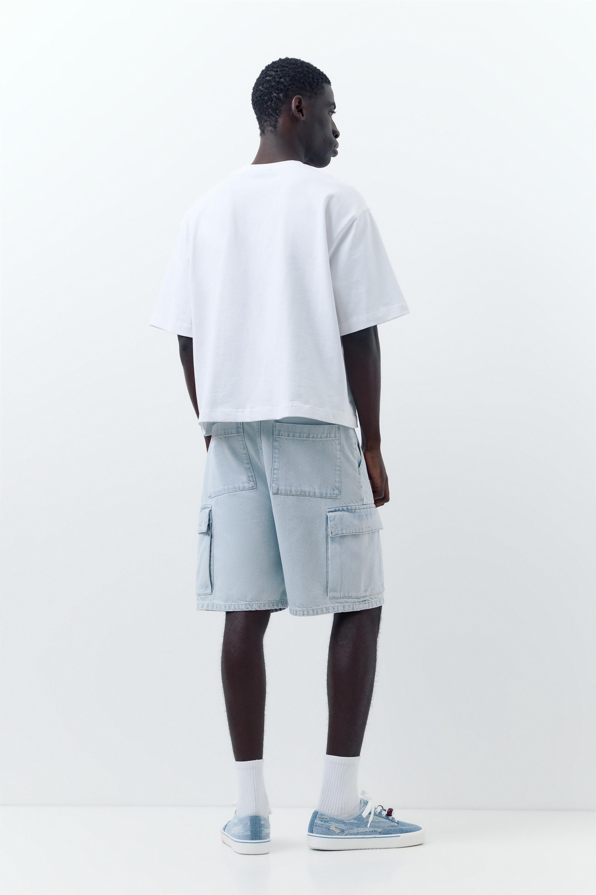Baggy cargo Bermuda shorts — Pale indigo