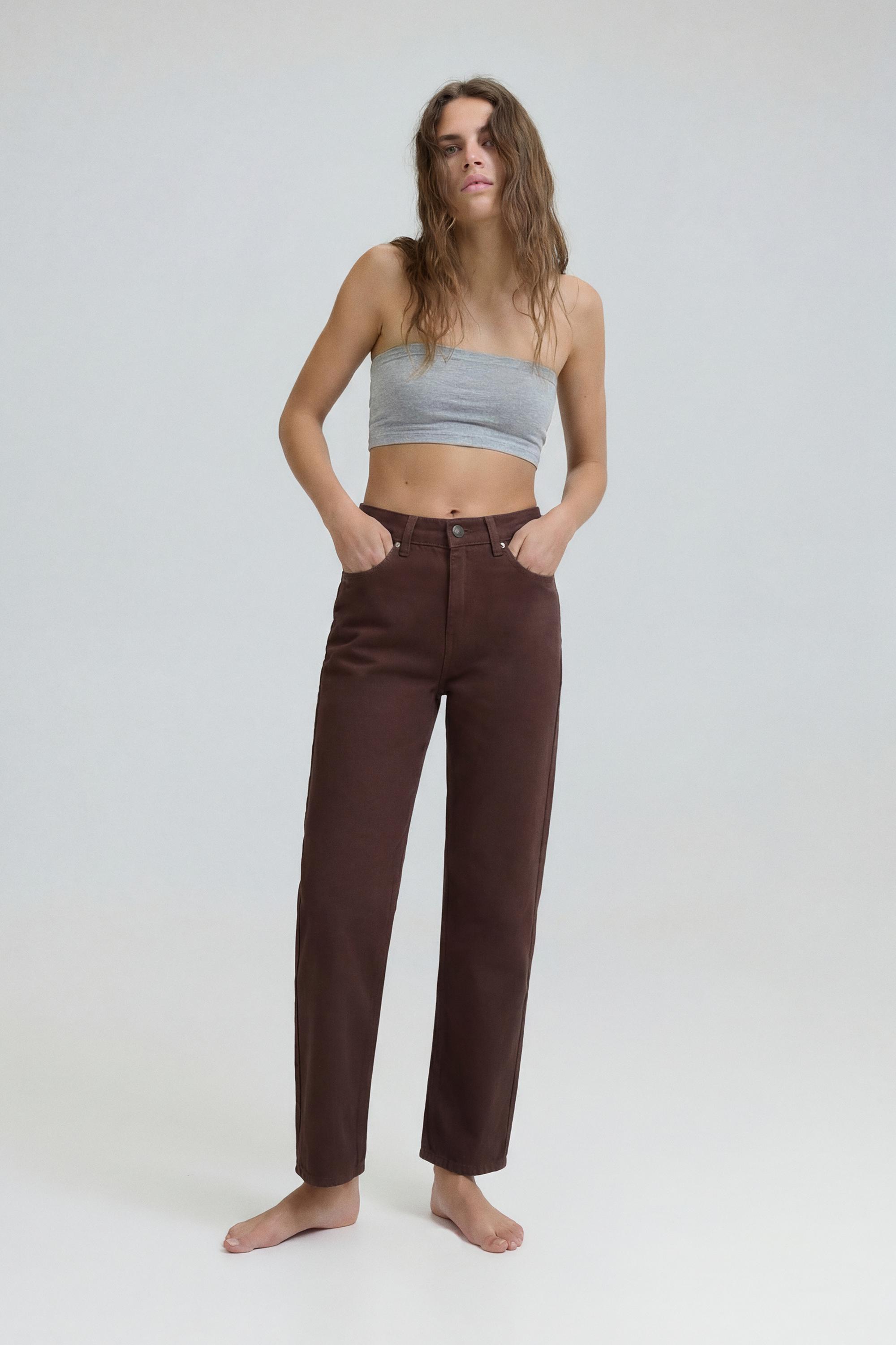 High-waist mom jeans — Brown