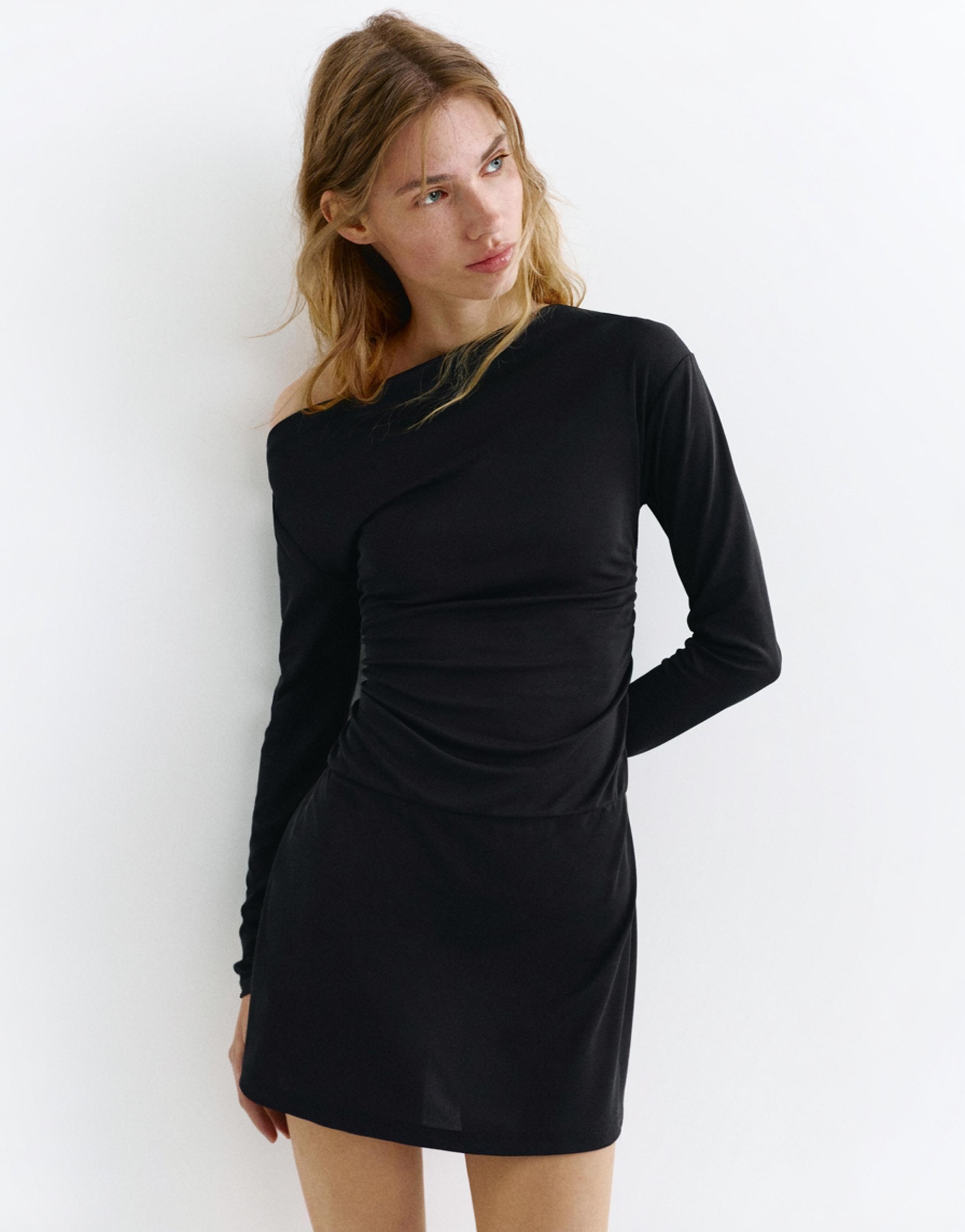 Short asymmetric dress — Black