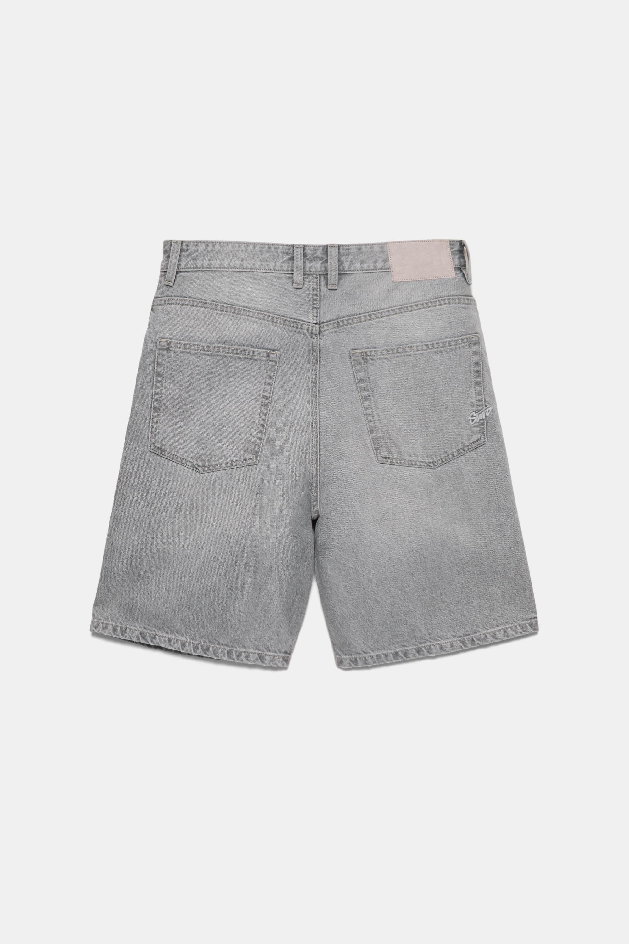 Baggy denim Bermuda shorts — Dark grey