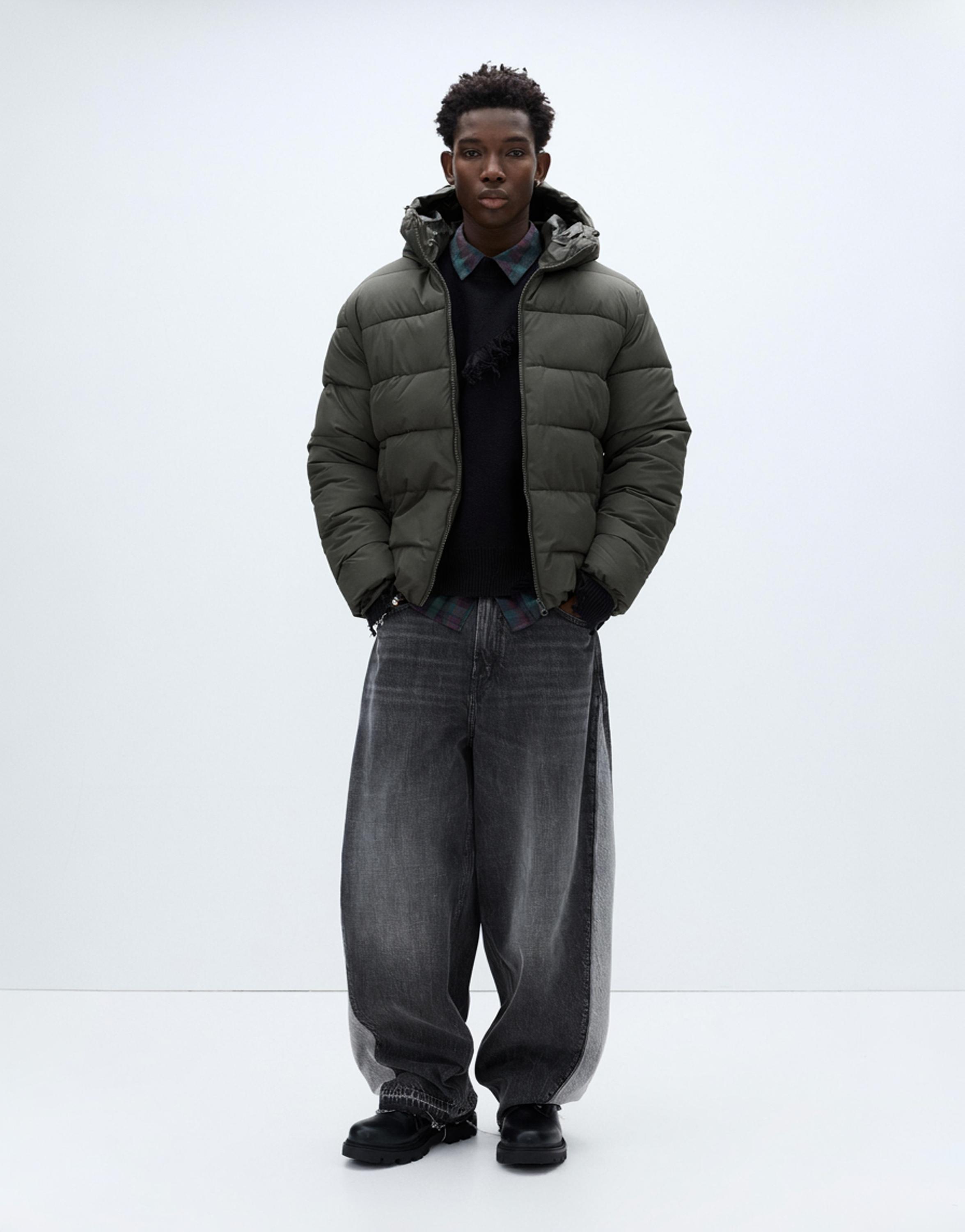 Lightweight puffer jacket with hood — Anthracite grey