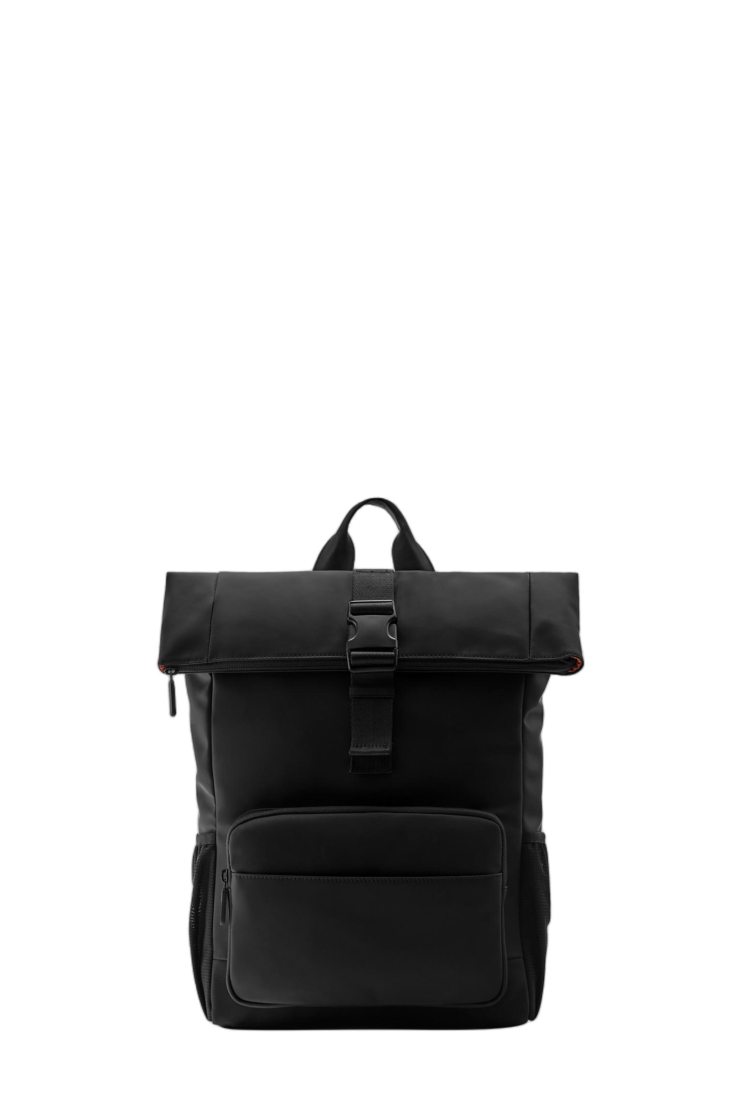 Rubberised flap backpack — Black